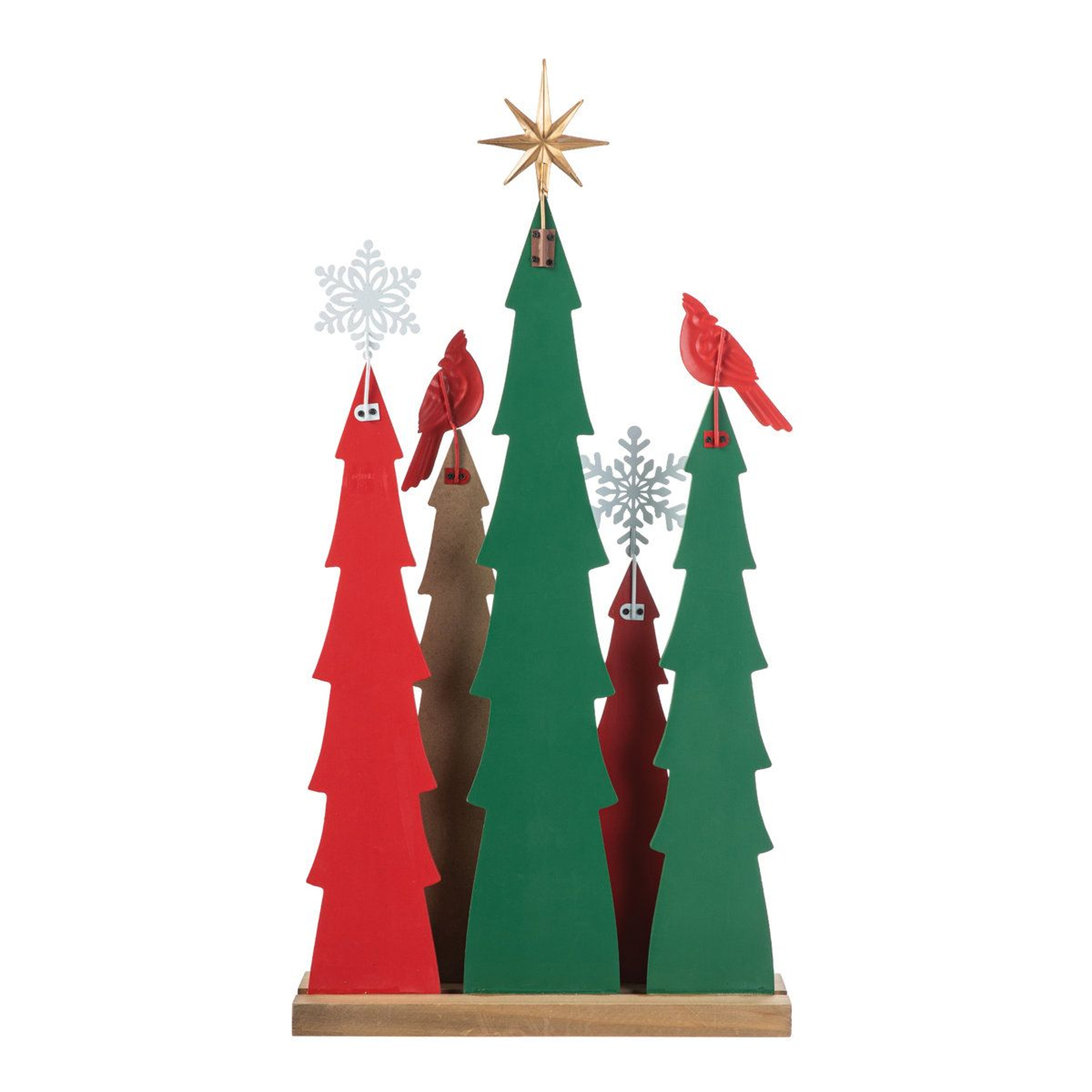 235Inch Wooden Christmas Tabletop Tree With Iron Accents And Cardinal Design 6