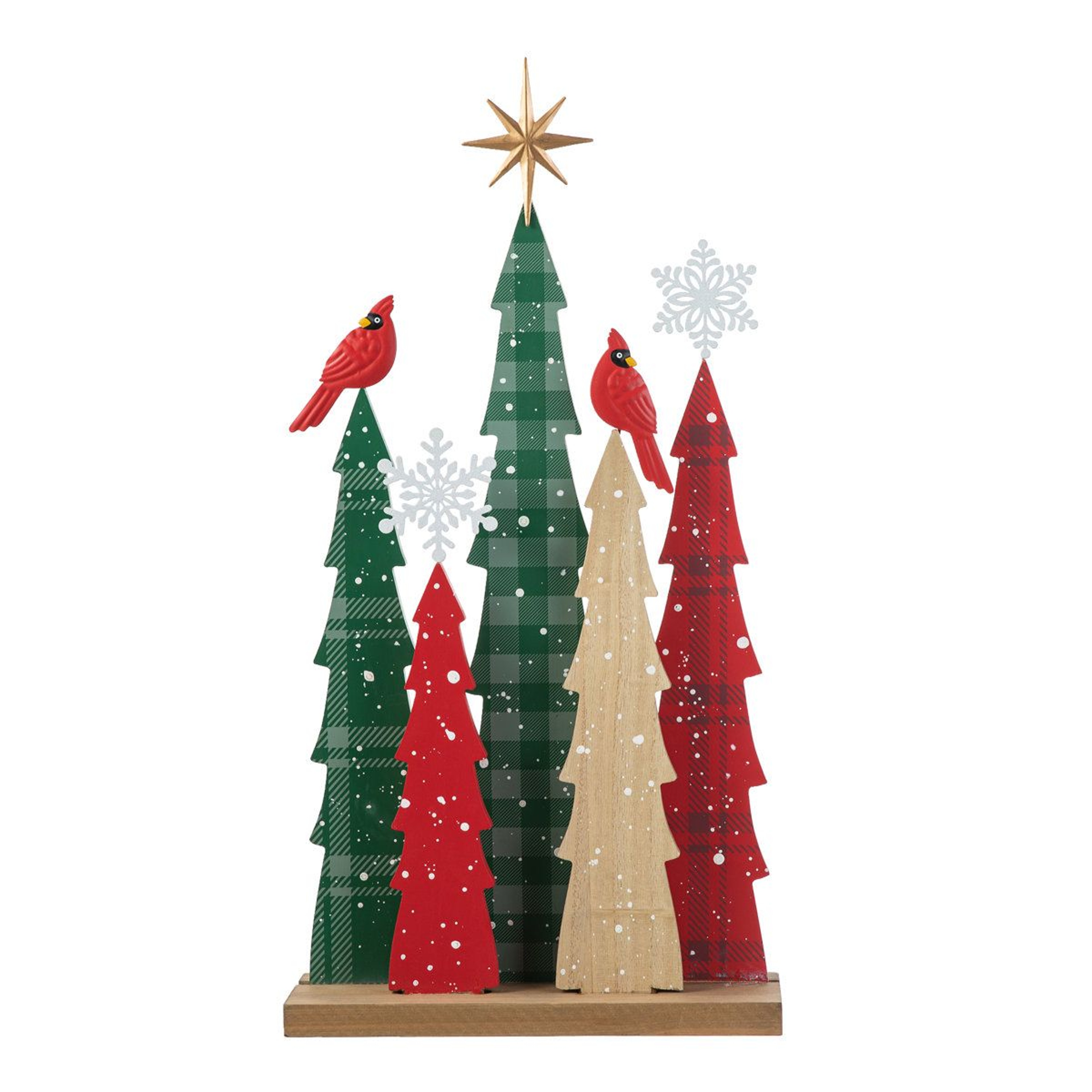 235Inch Wooden Christmas Tabletop Tree With Iron Accents And Cardinal Design 0