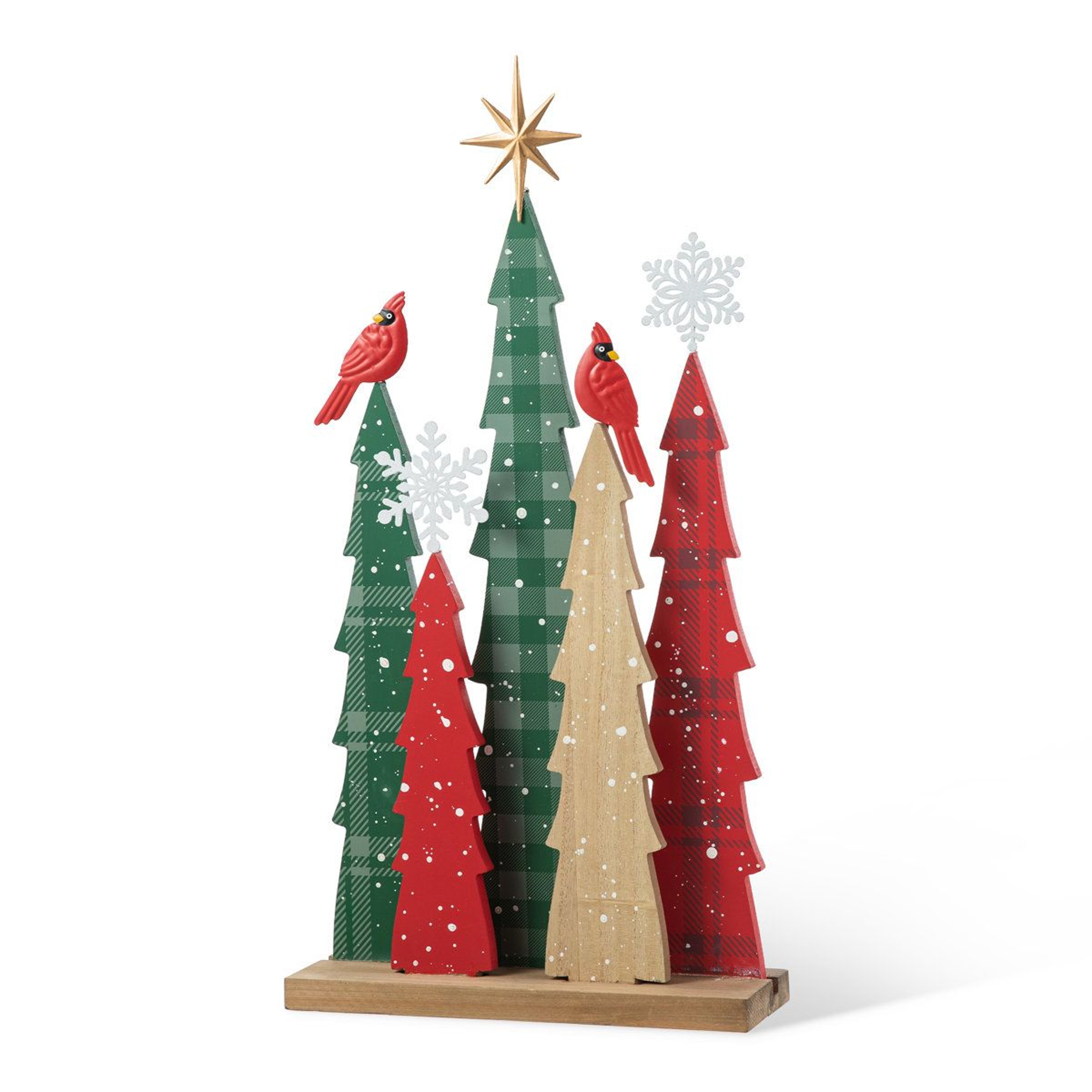 235Inch Wooden Christmas Tabletop Tree With Iron Accents And Cardinal Design 1