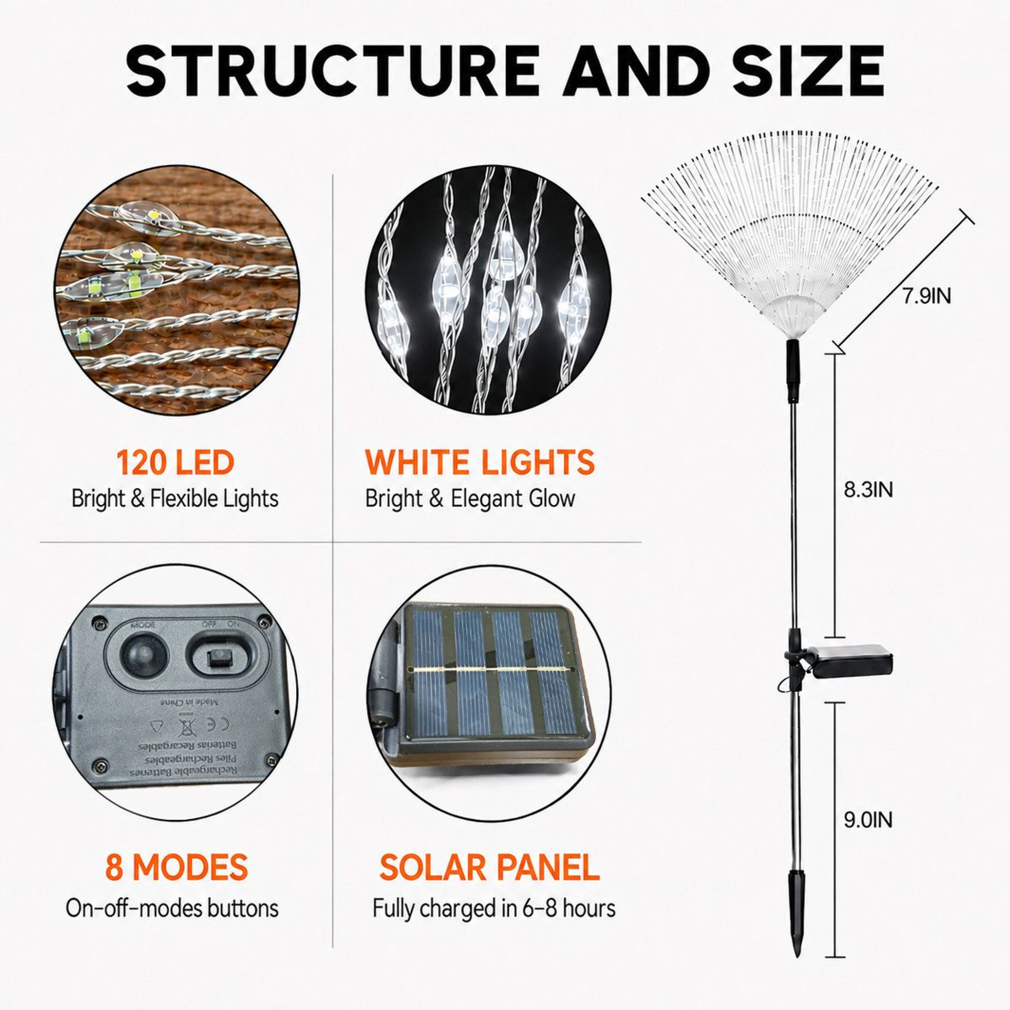Solar Firework Garden Lights With 120 LEDs And 8 Lighting Modes  Set Of 6 7