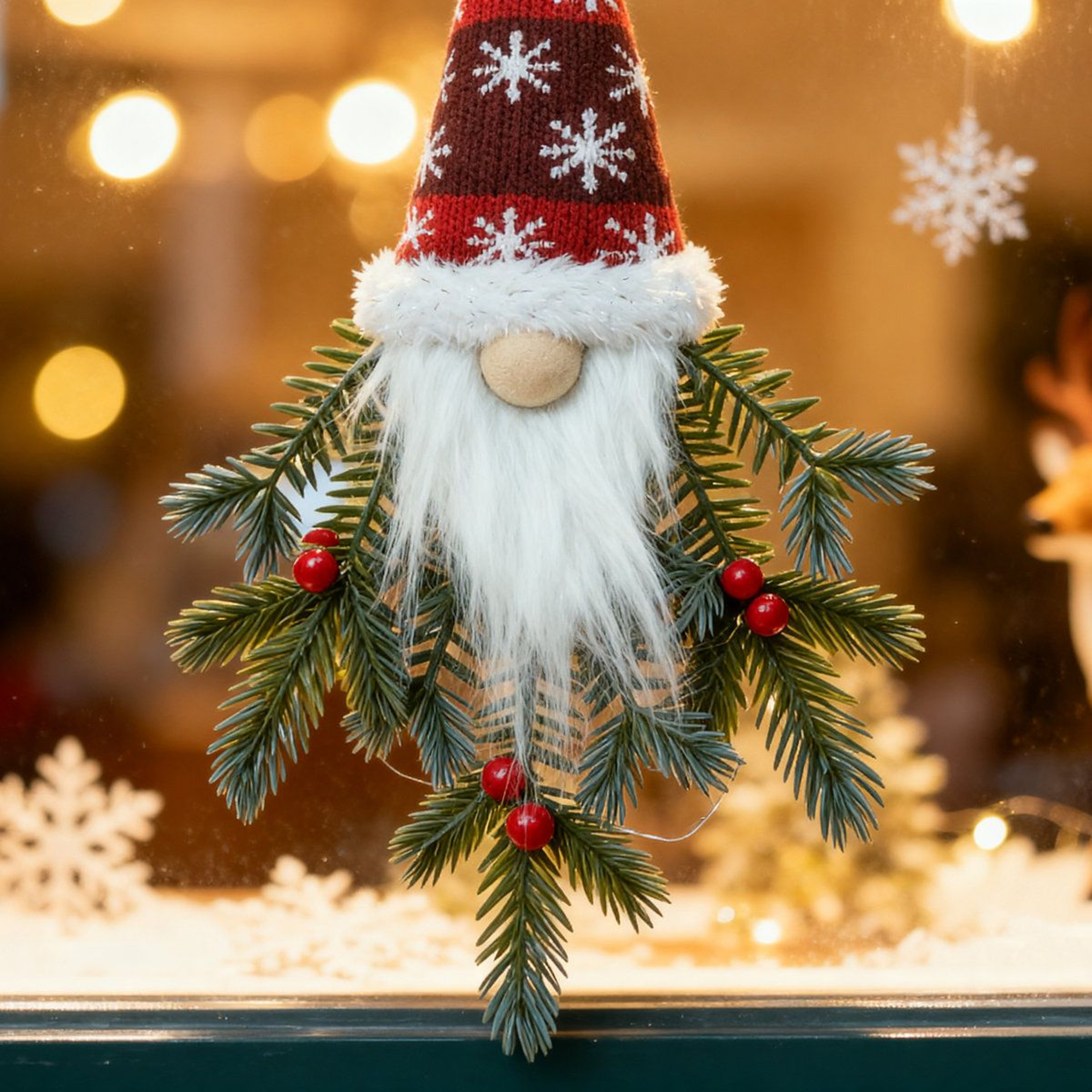 LightUp Christmas Elf Hanging Decorations With LED Pine And Berries Set Of 3 14