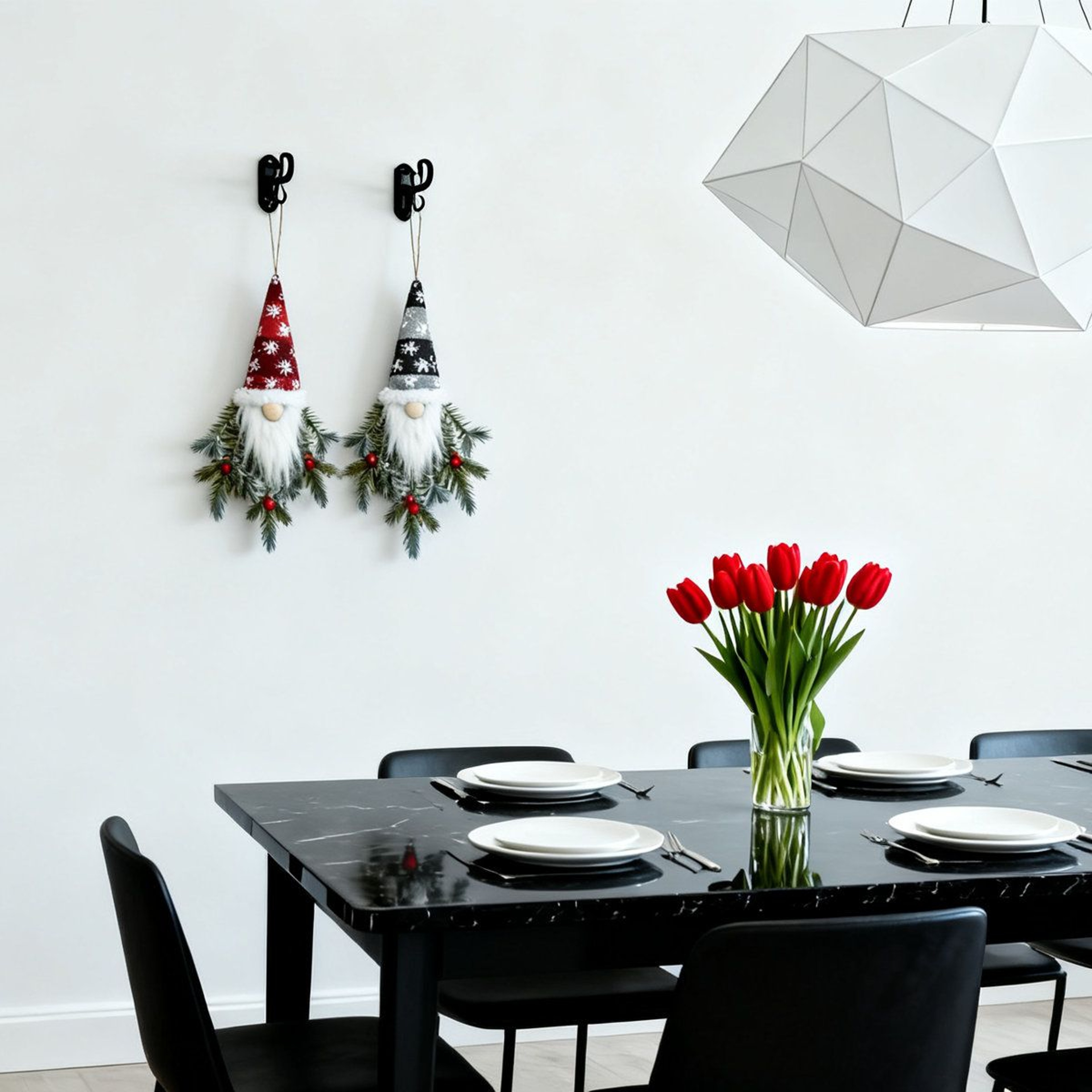 LightUp Christmas Elf Hanging Decorations With LED Pine And Berries Set Of 3 8