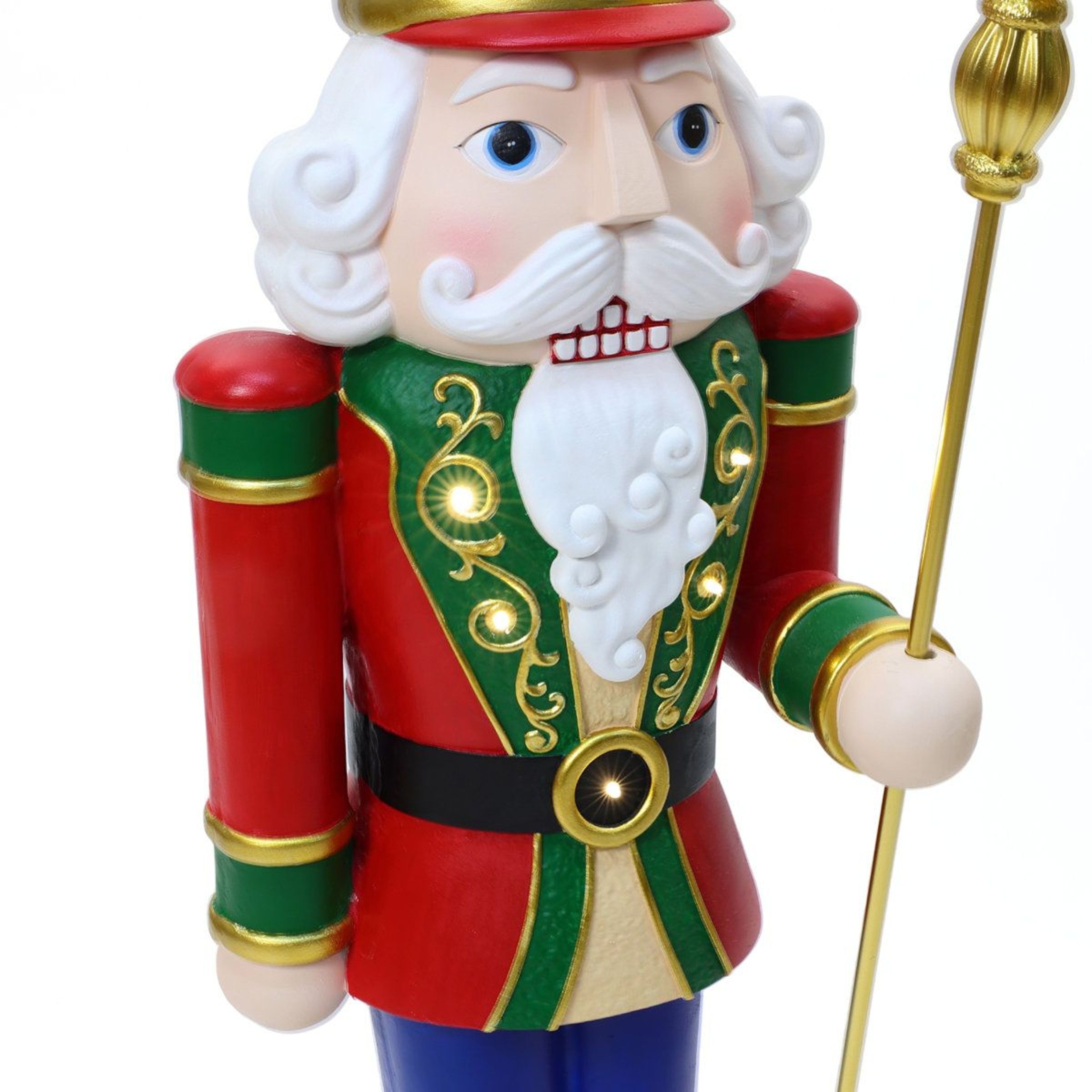 BatteryOperated LED Christmas Nutcracker Statue With Scepter And Timer 6