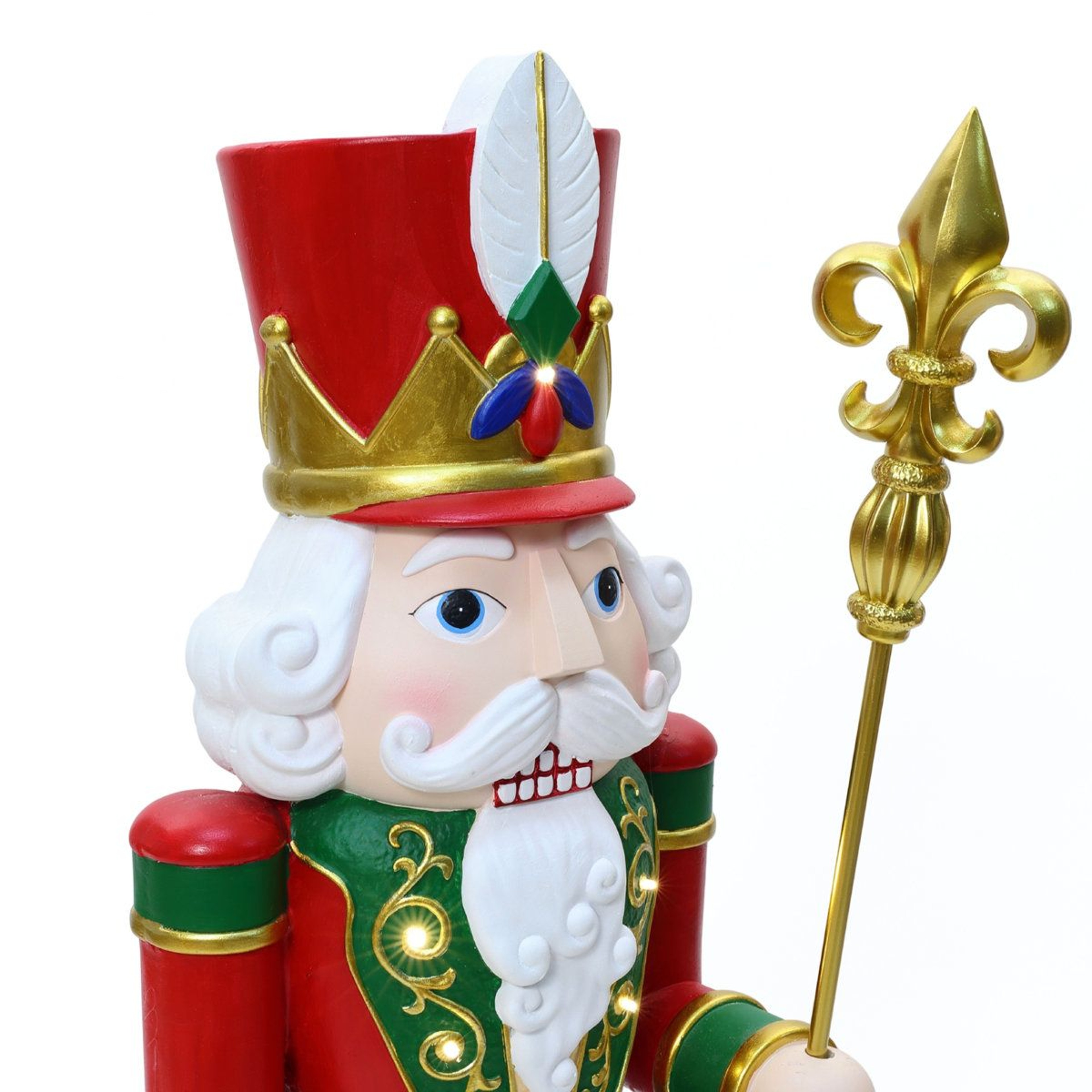 BatteryOperated LED Christmas Nutcracker Statue With Scepter And Timer 7