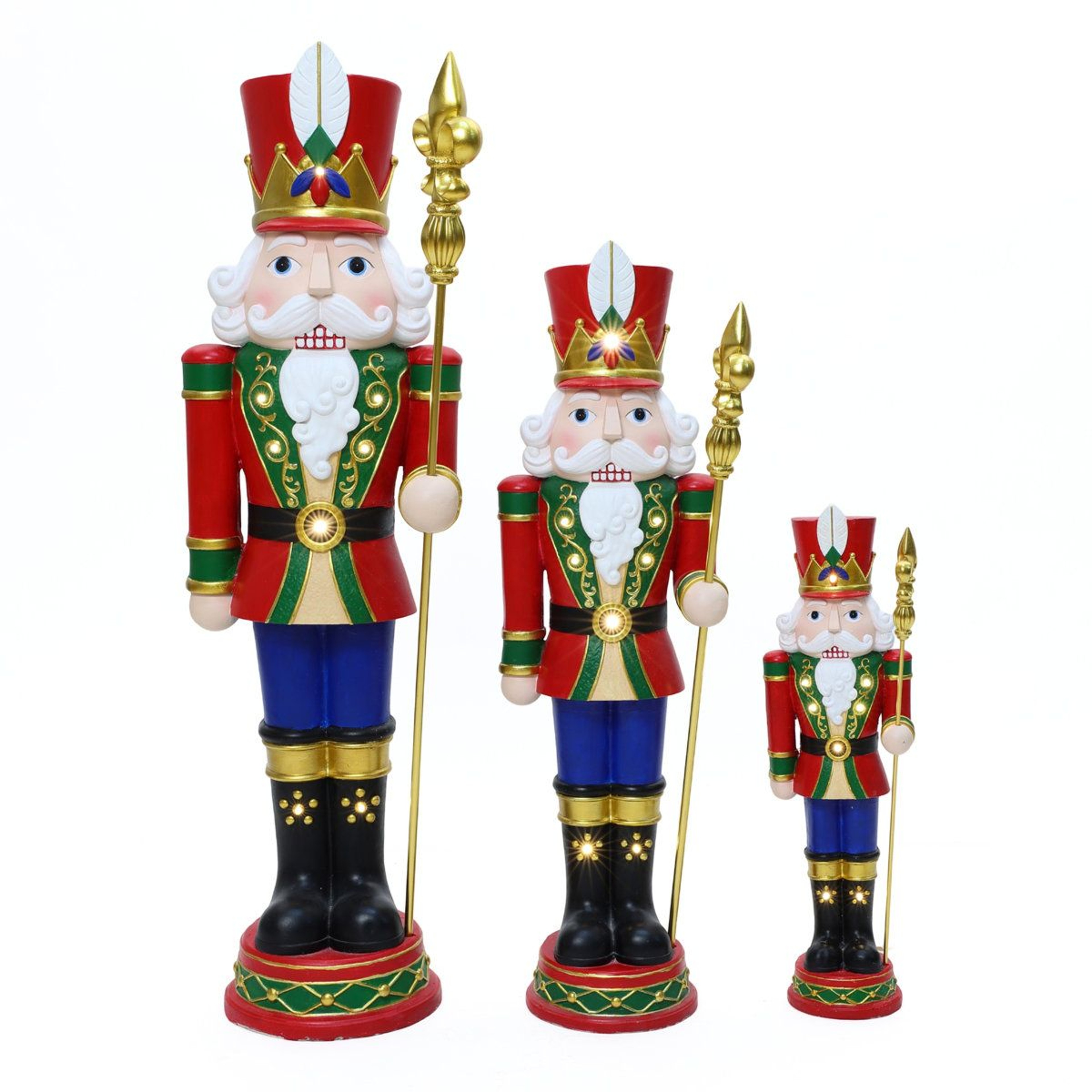 BatteryOperated LED Christmas Nutcracker Statue With Scepter And Timer 9