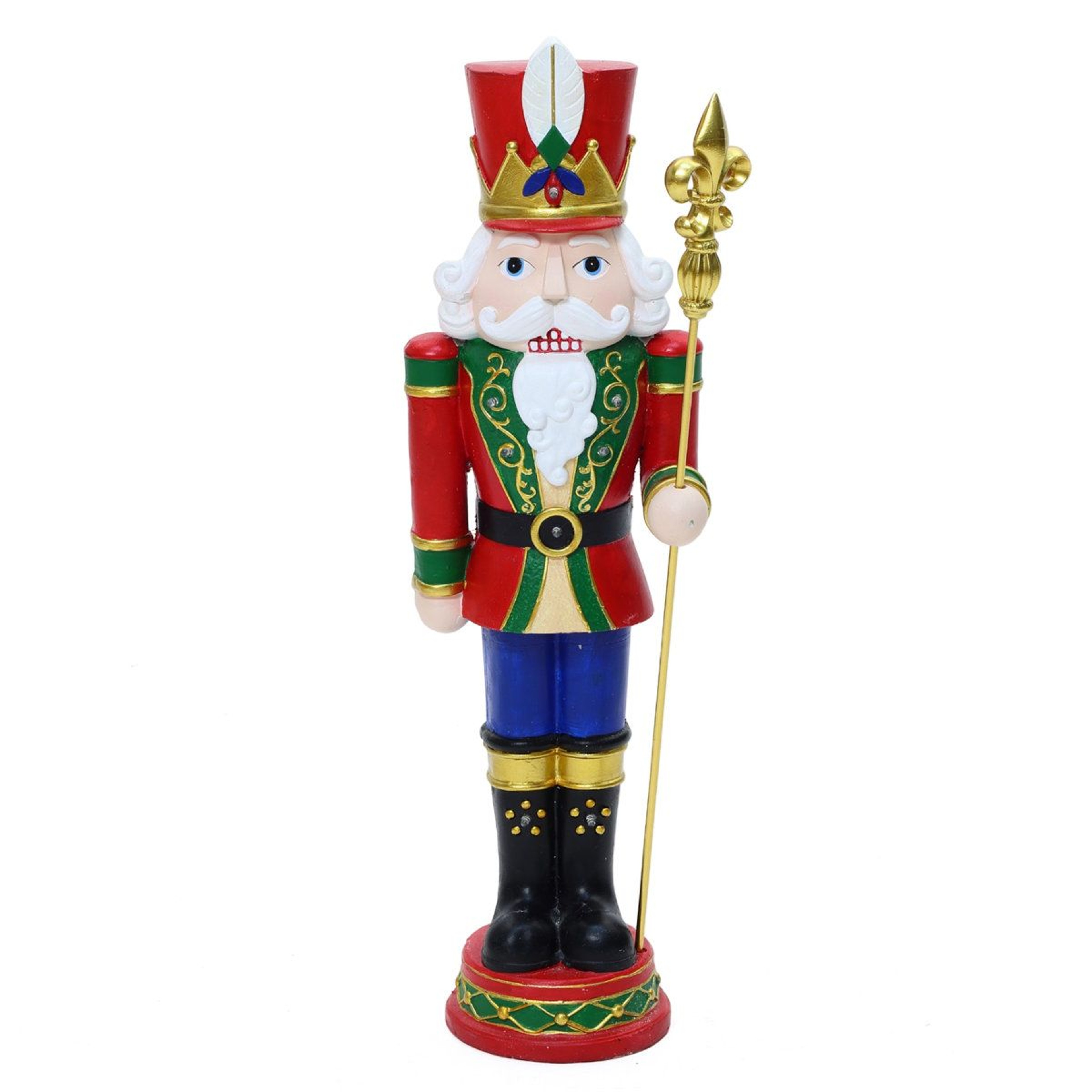BatteryOperated LED Christmas Nutcracker Statue With Scepter And Timer 0
