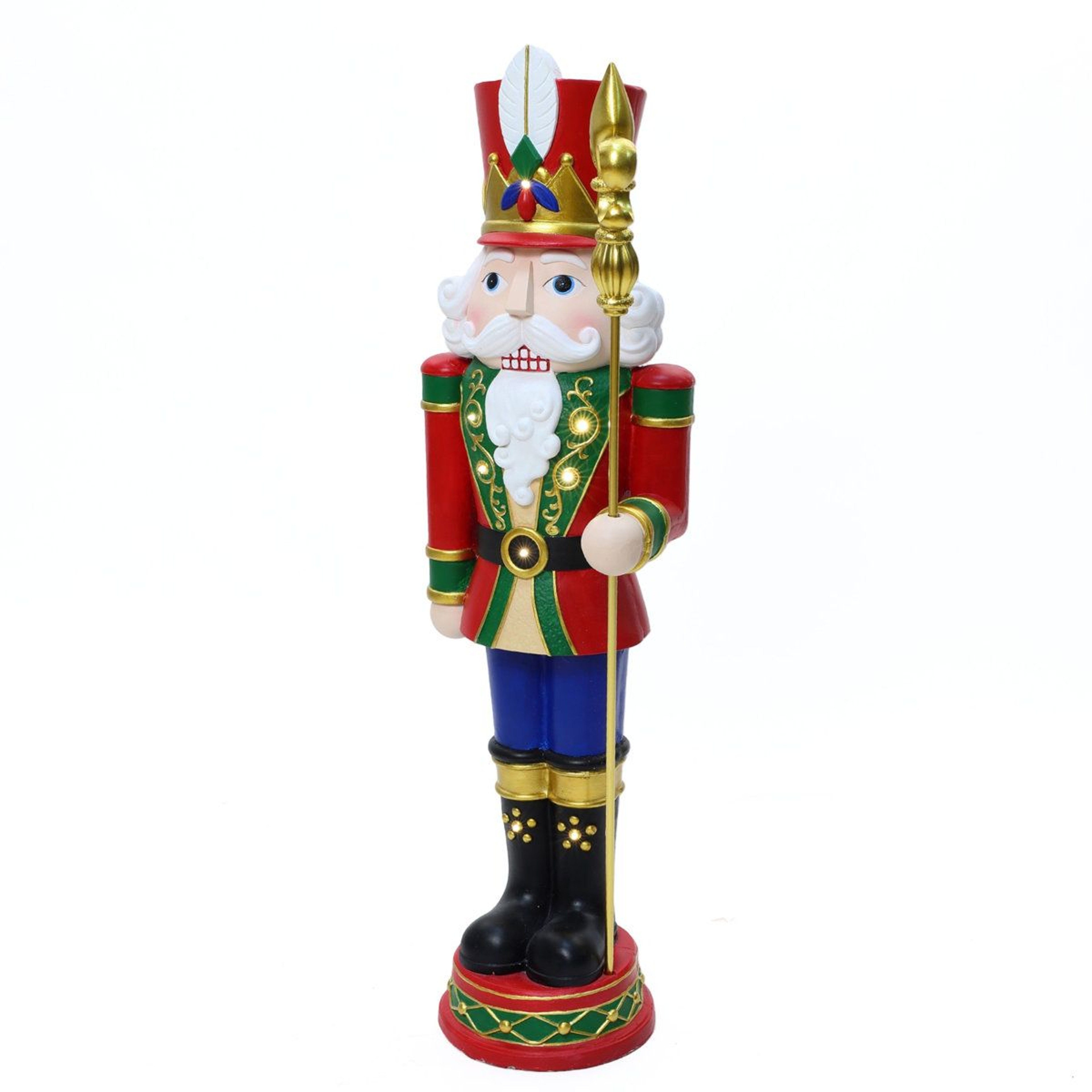 BatteryOperated LED Christmas Nutcracker Statue With Scepter And Timer 12