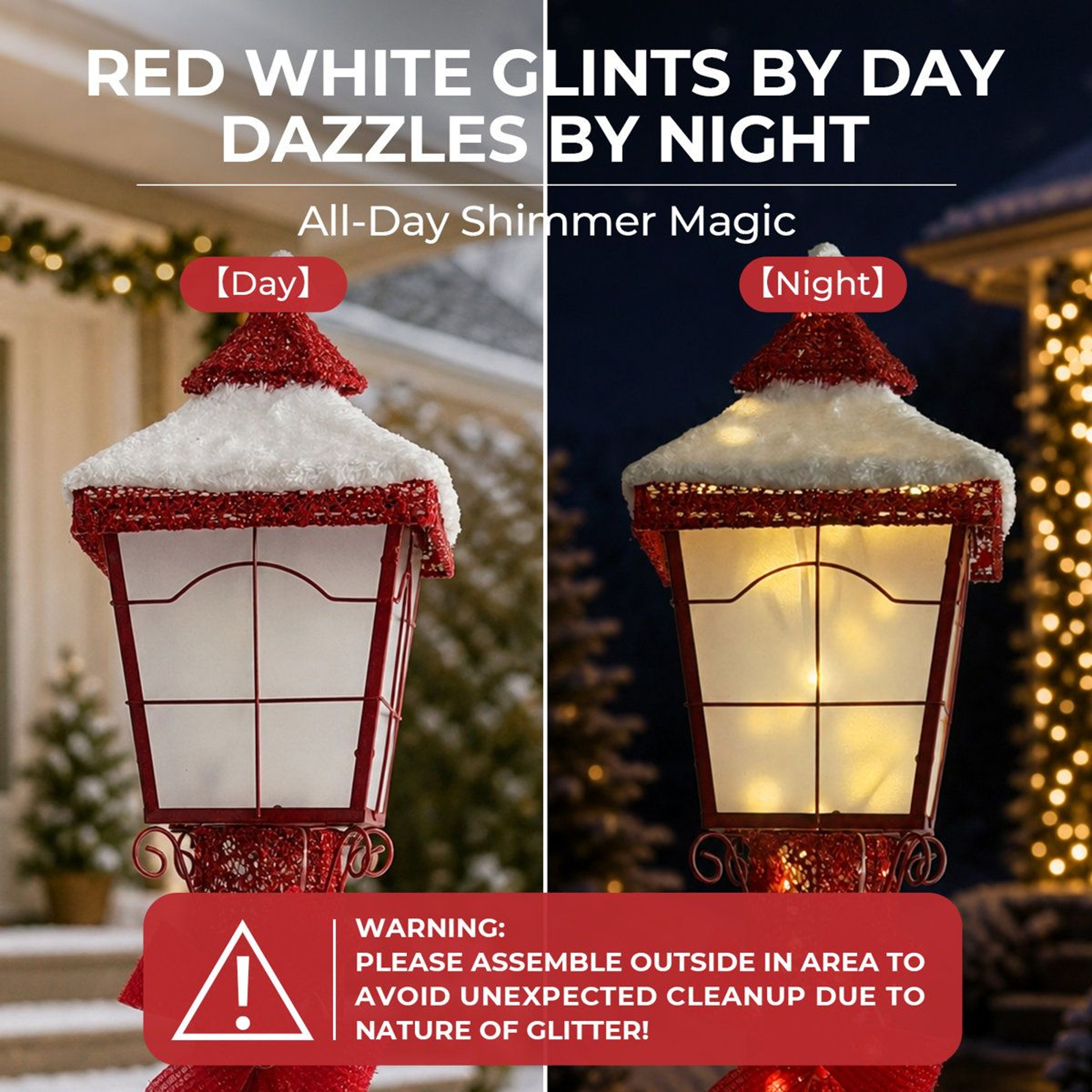 60Inch Outdoor Christmas Lamp Post Decoration With 151 Warm White LED Lights 7
