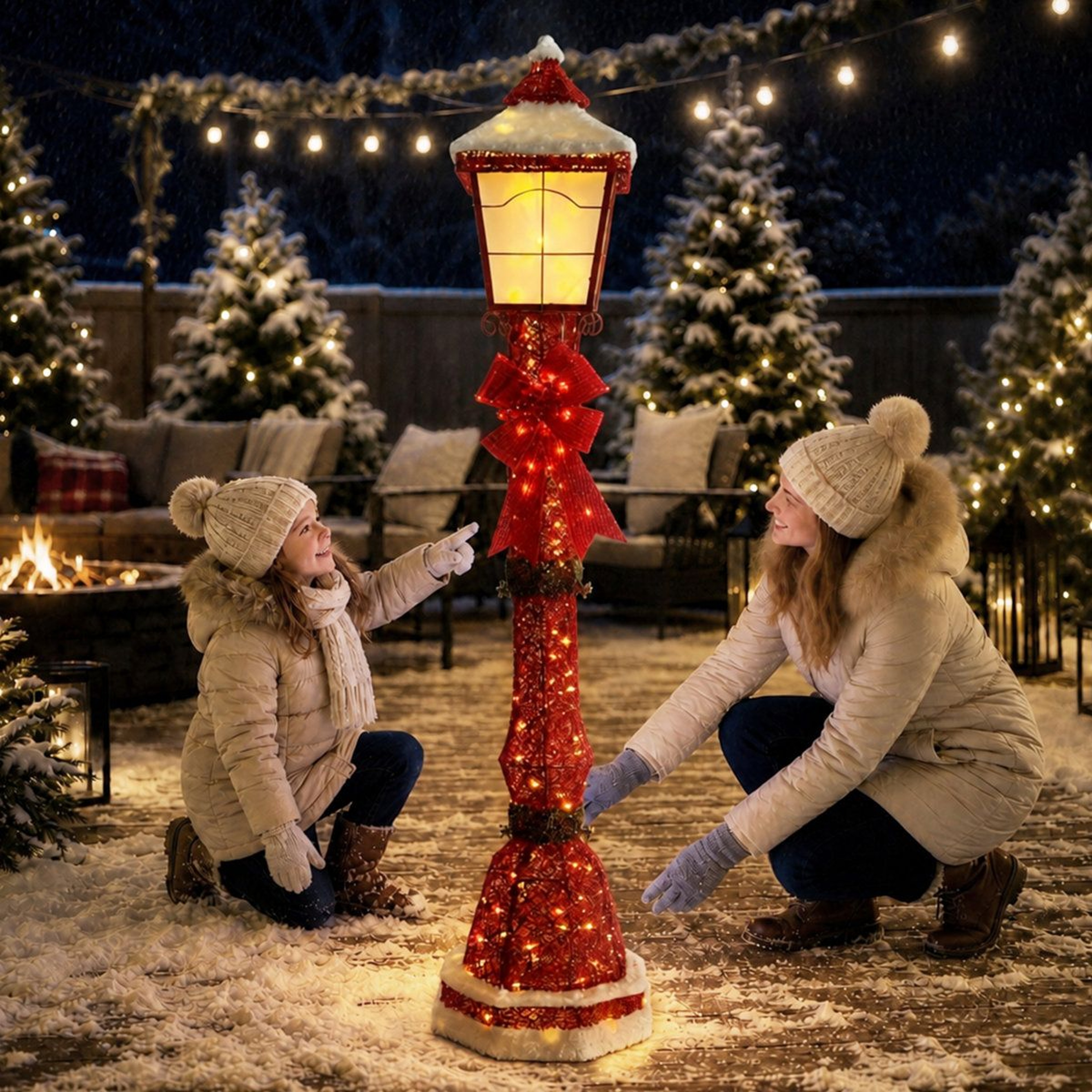 60Inch Outdoor Christmas Lamp Post Decoration With 151 Warm White LED Lights 10