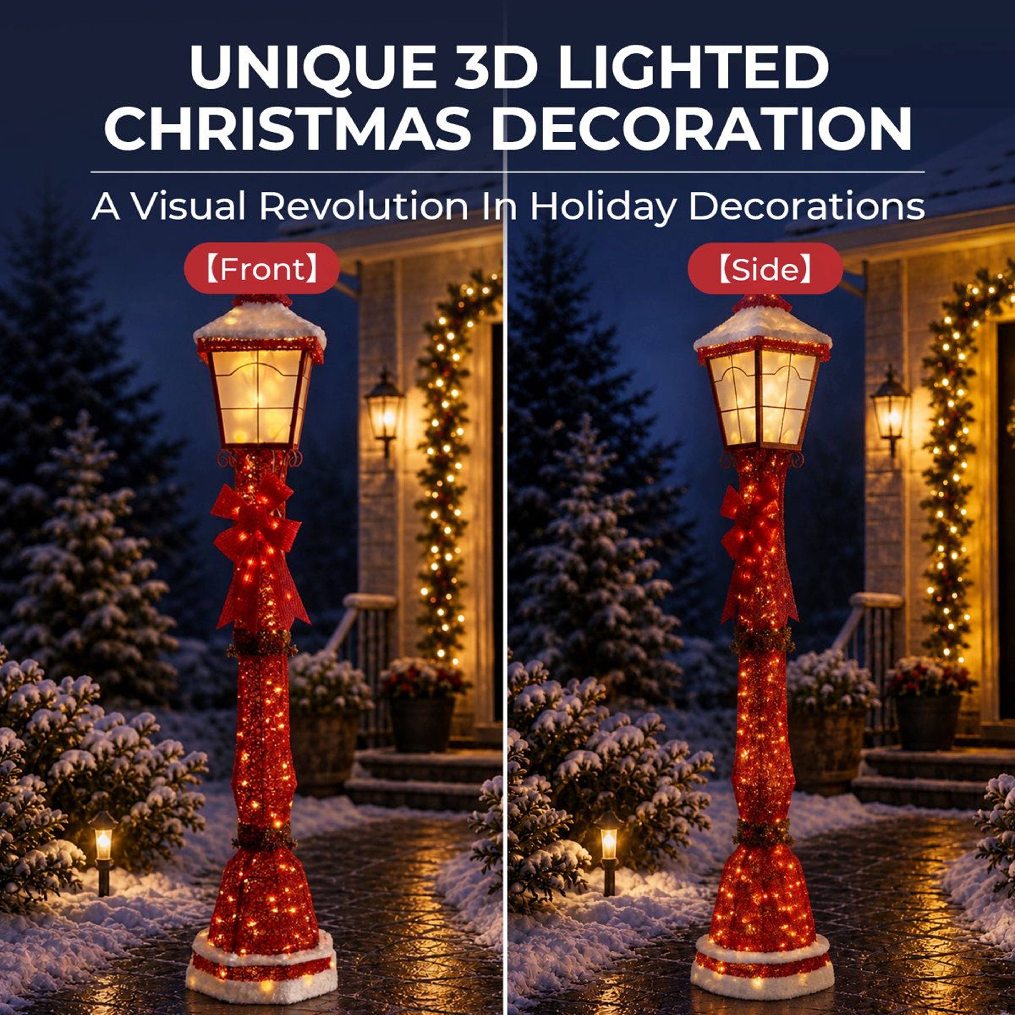 60Inch Outdoor Christmas Lamp Post Decoration With 151 Warm White LED Lights 11