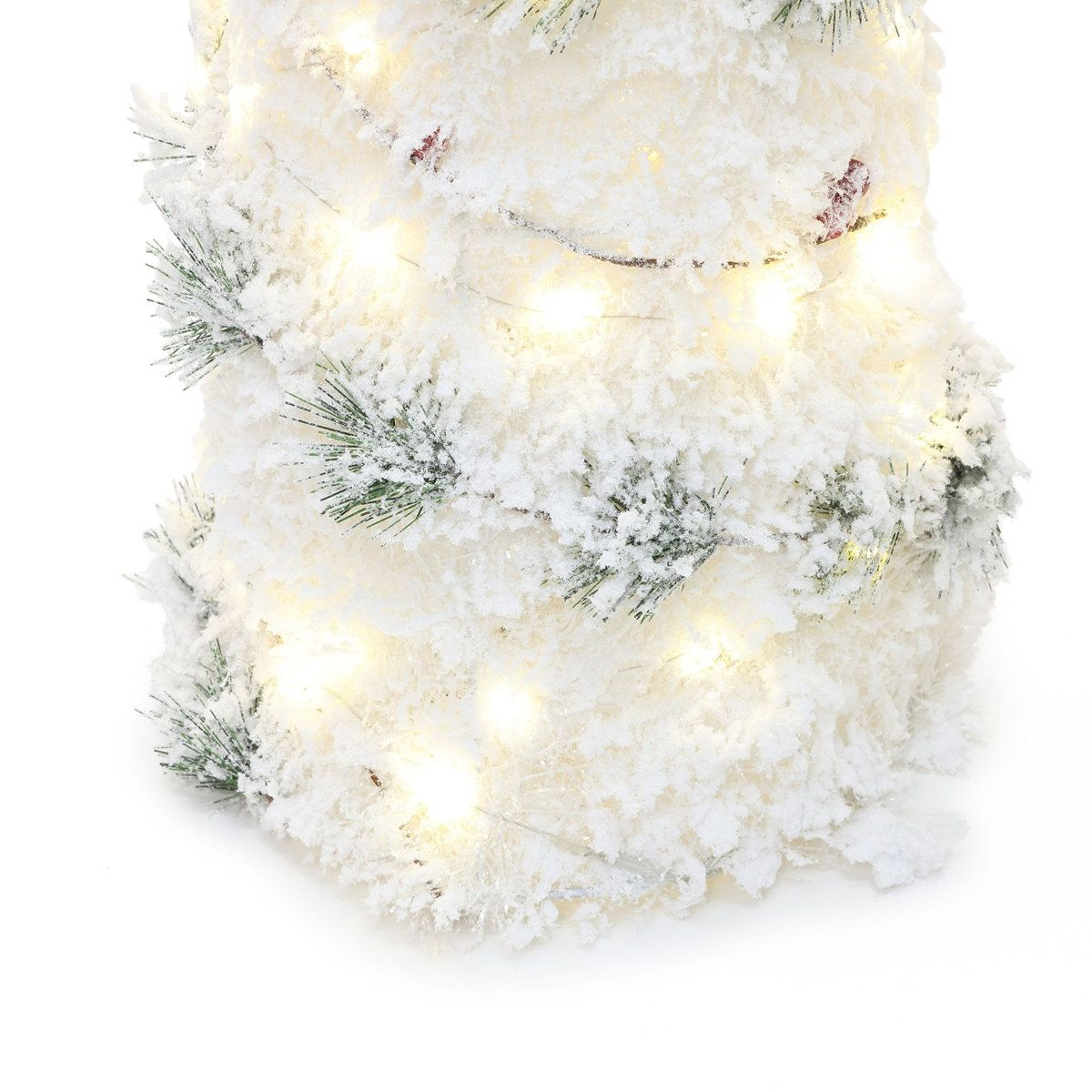 3Piece PreLit Flocked Cone Christmas Tree Set With Warm White LED Lights 7