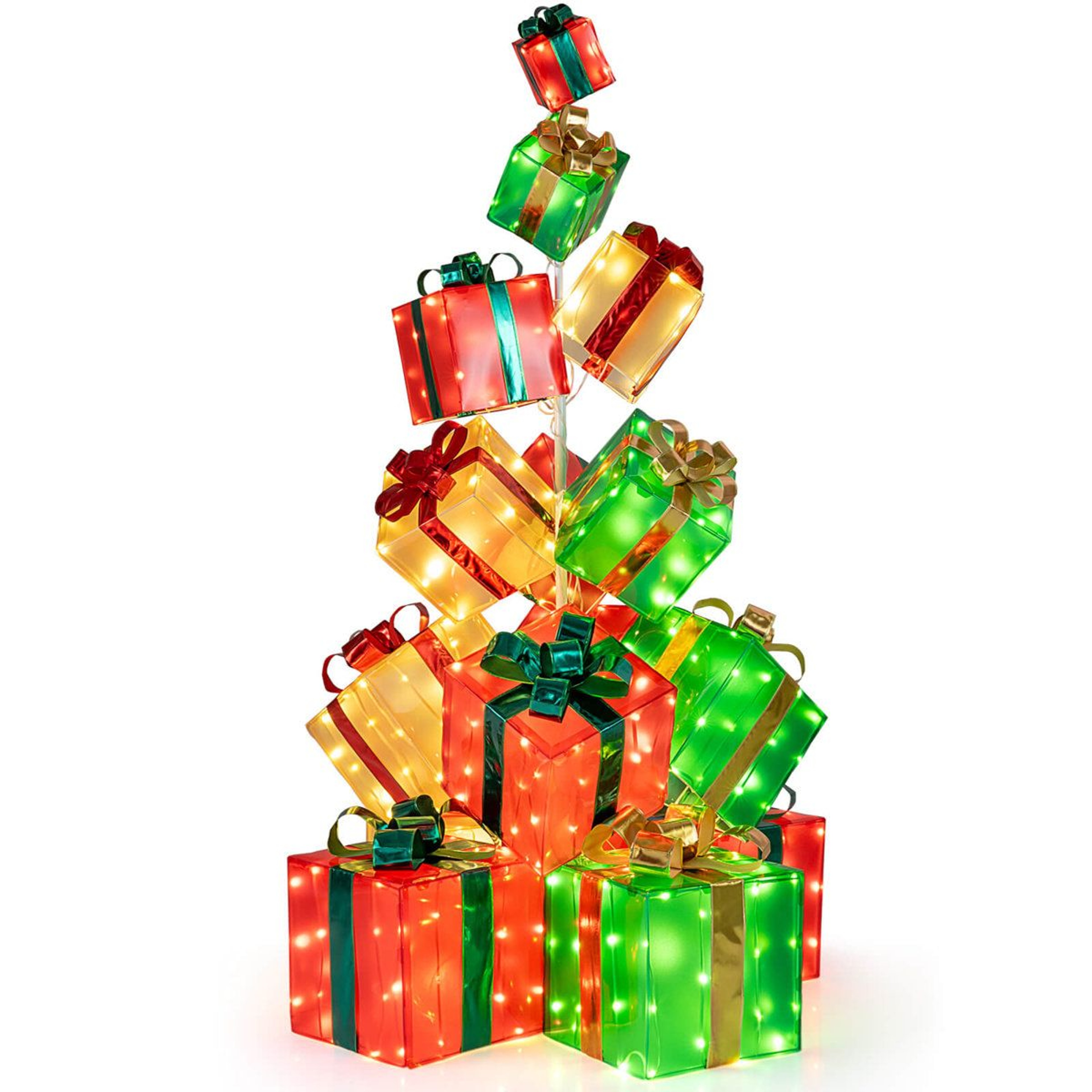 56 FT PreLit Christmas Gift Box Tower With 483 Warm White LED Lights 0
