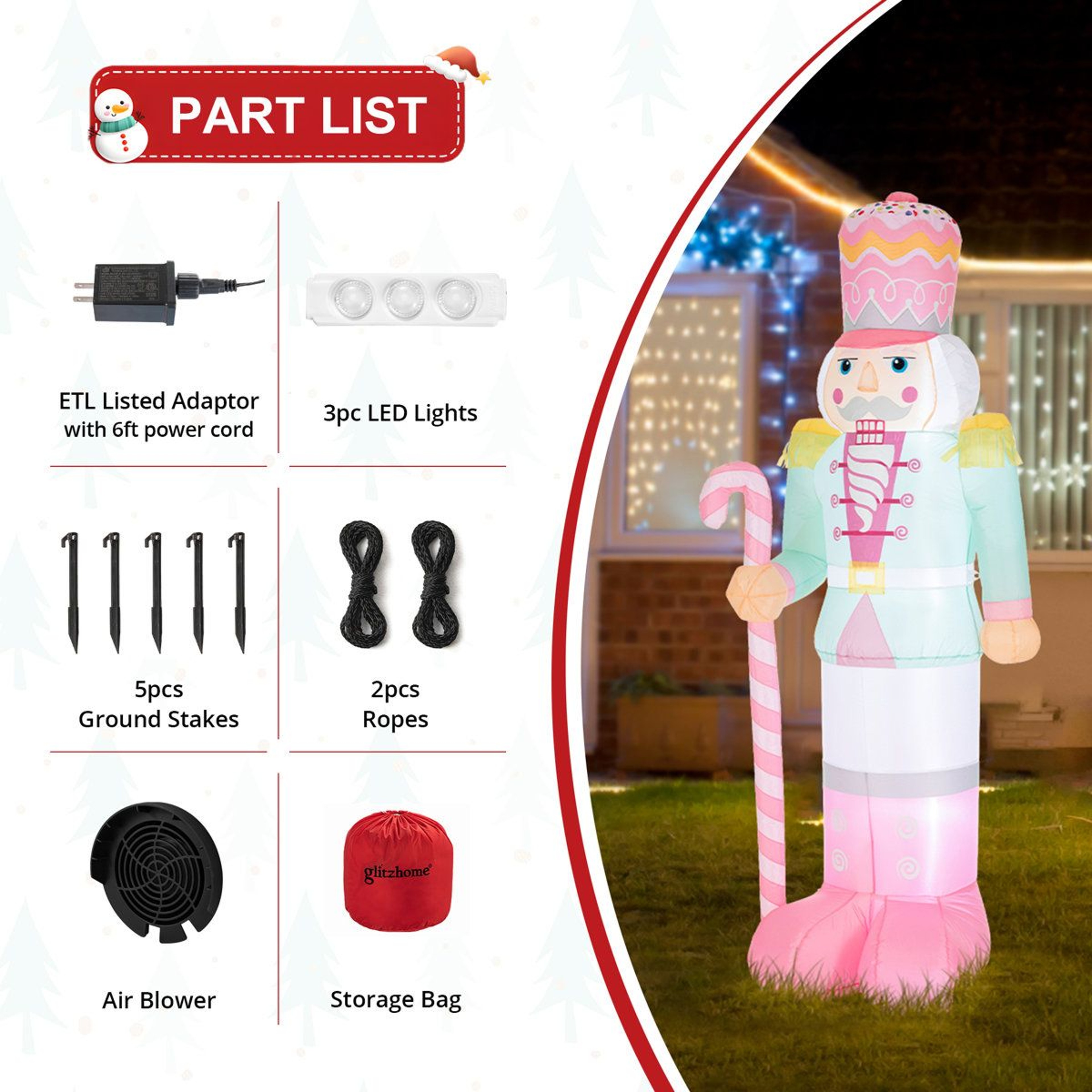 7FT Lighted Inflatable Nutcracker Christmas Decoration With LED Lights 5