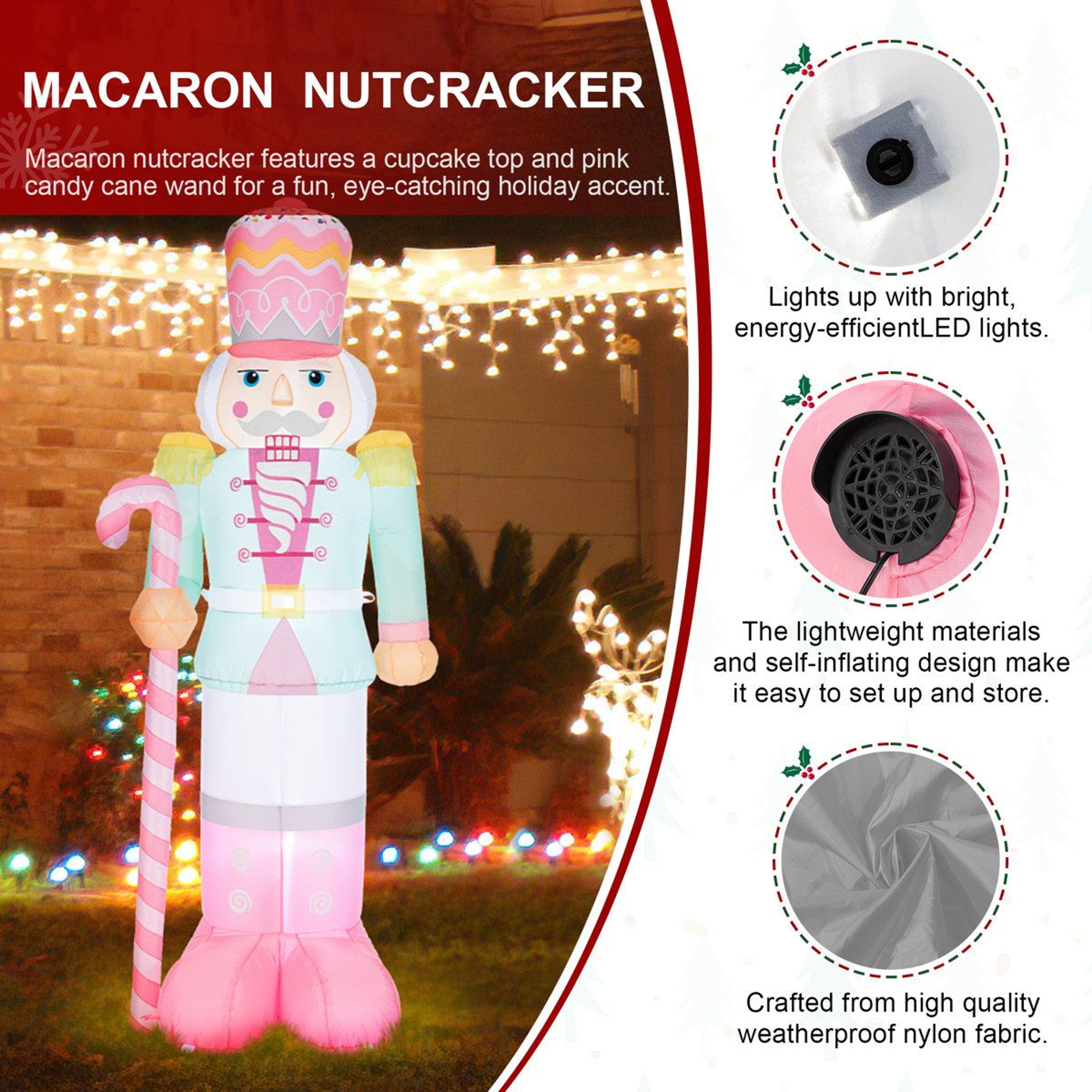 7FT Lighted Inflatable Nutcracker Christmas Decoration With LED Lights 4