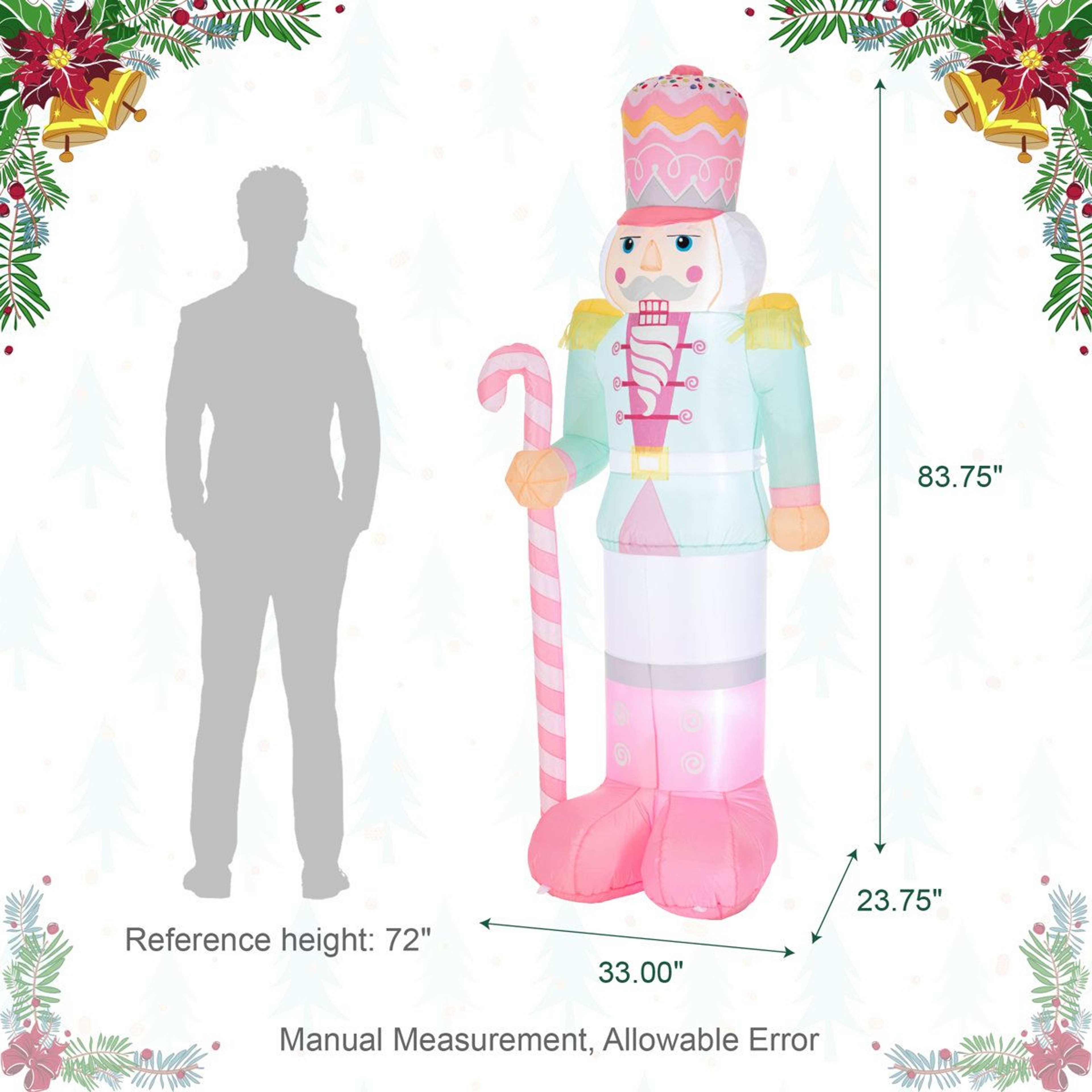 7FT Lighted Inflatable Nutcracker Christmas Decoration With LED Lights 7