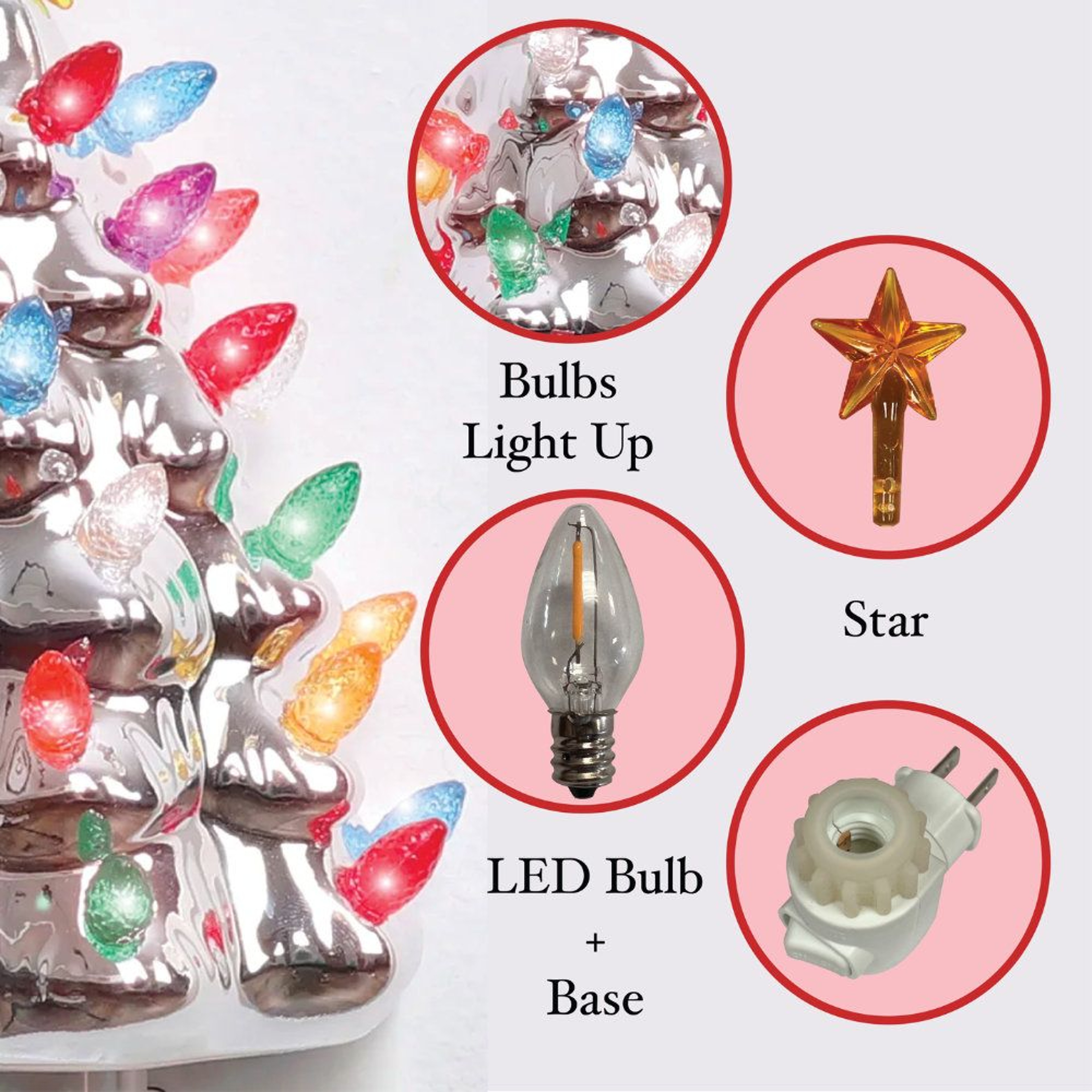 Ceramic Christmas Tree Night Light With Multicolor LED Lights And Glossy Finish 2