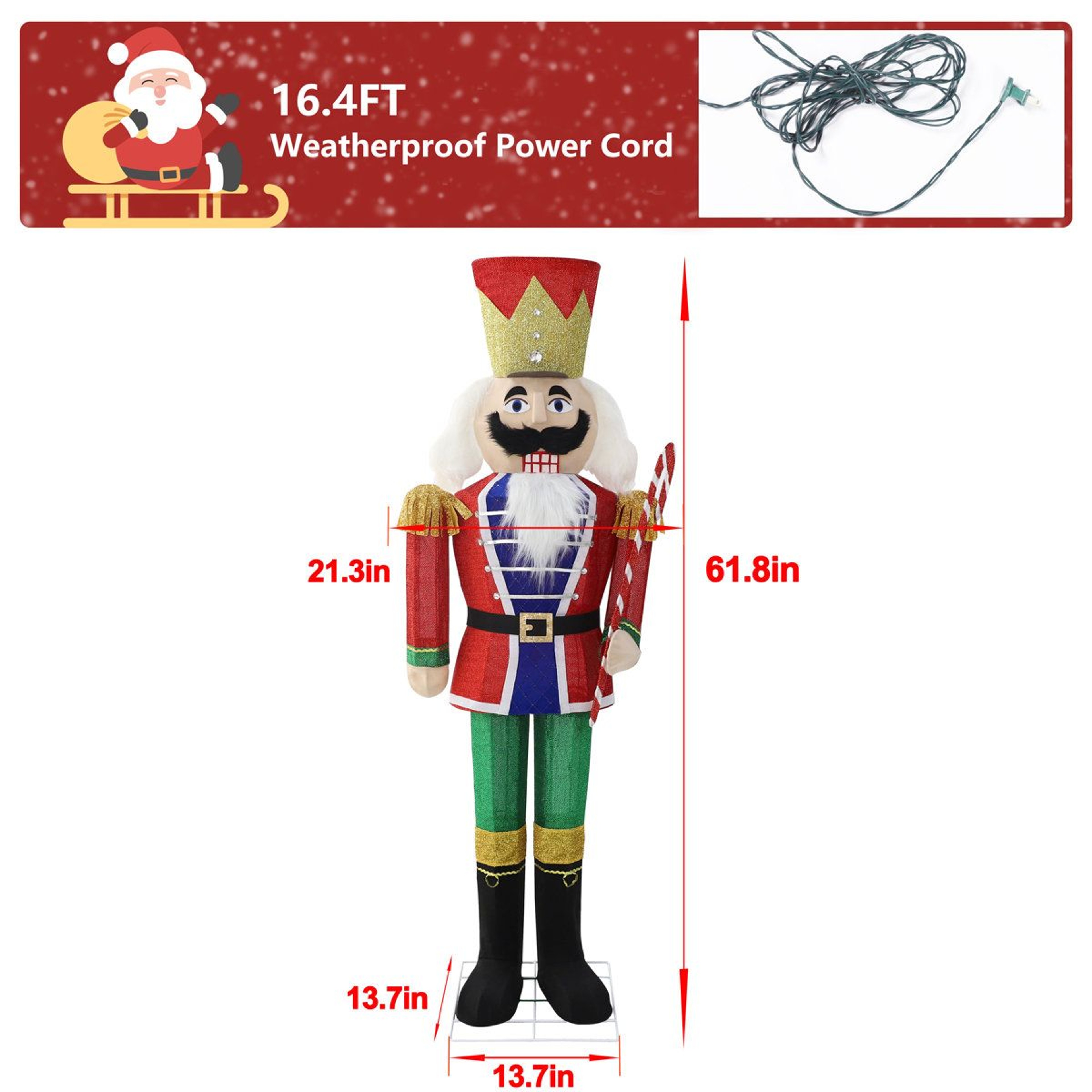 52 Ft Lighted Christmas Nutcracker Soldier With Warm White Lights For Indoor And Outdoor Decor 4