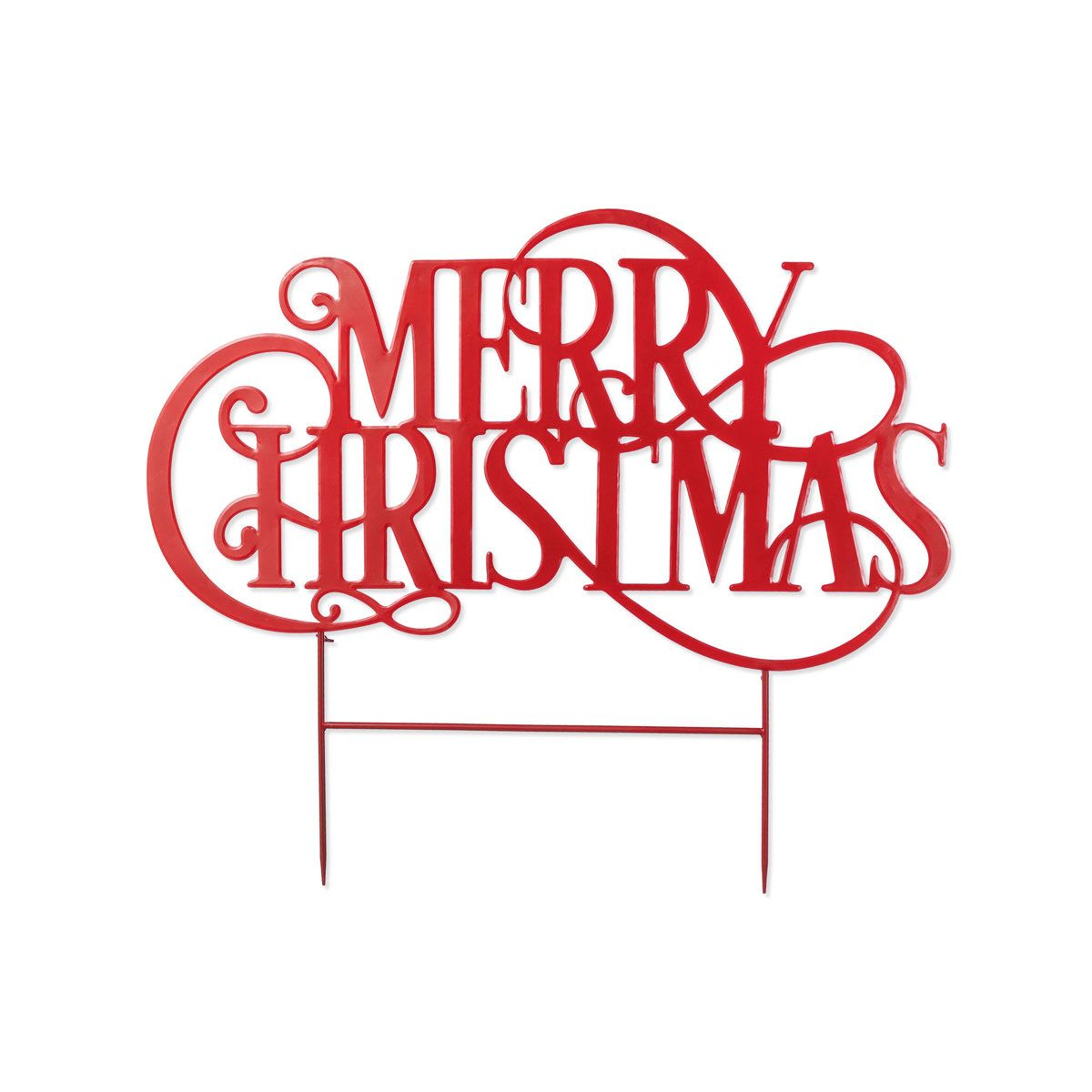 Oversized Metal Merry Christmas Yard Stake  36Inch Red Outdoor Holiday Decoration 0