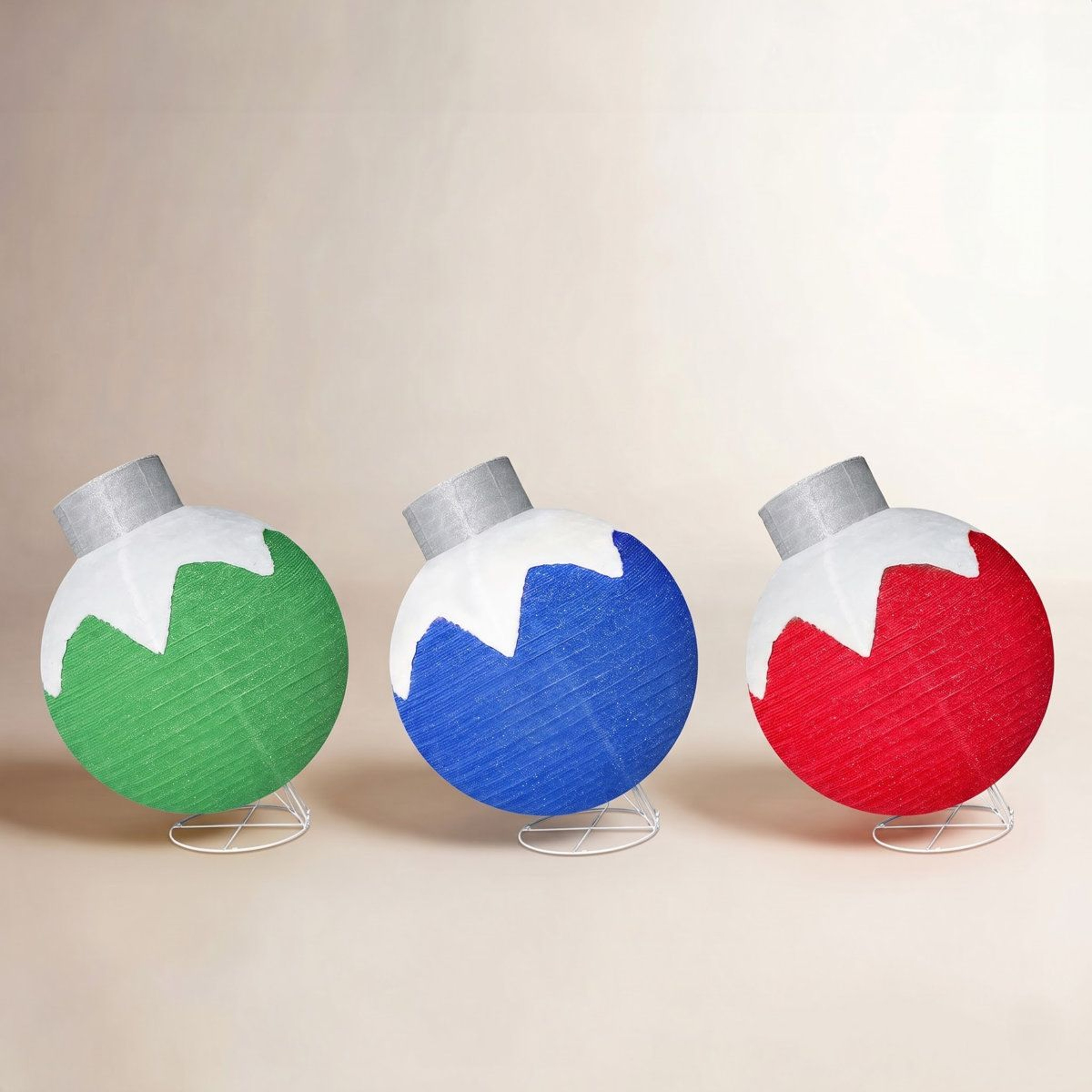 3Piece Lighted Christmas Ornament Outdoor Decorations With Warm White LED Lights 0