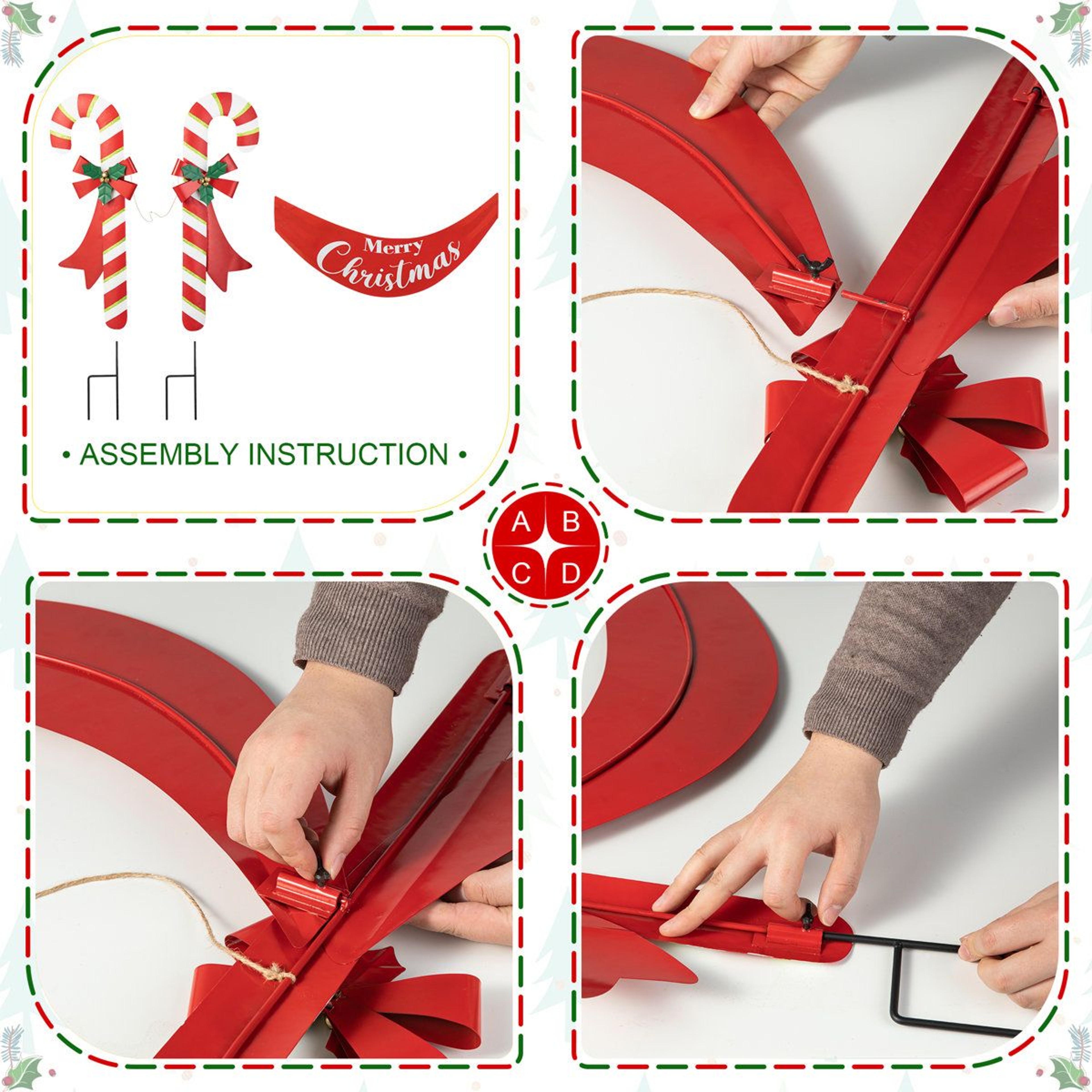 Christmas Candy Cane Yard Stake And Wall Decor With Merry Christmas Sign 7