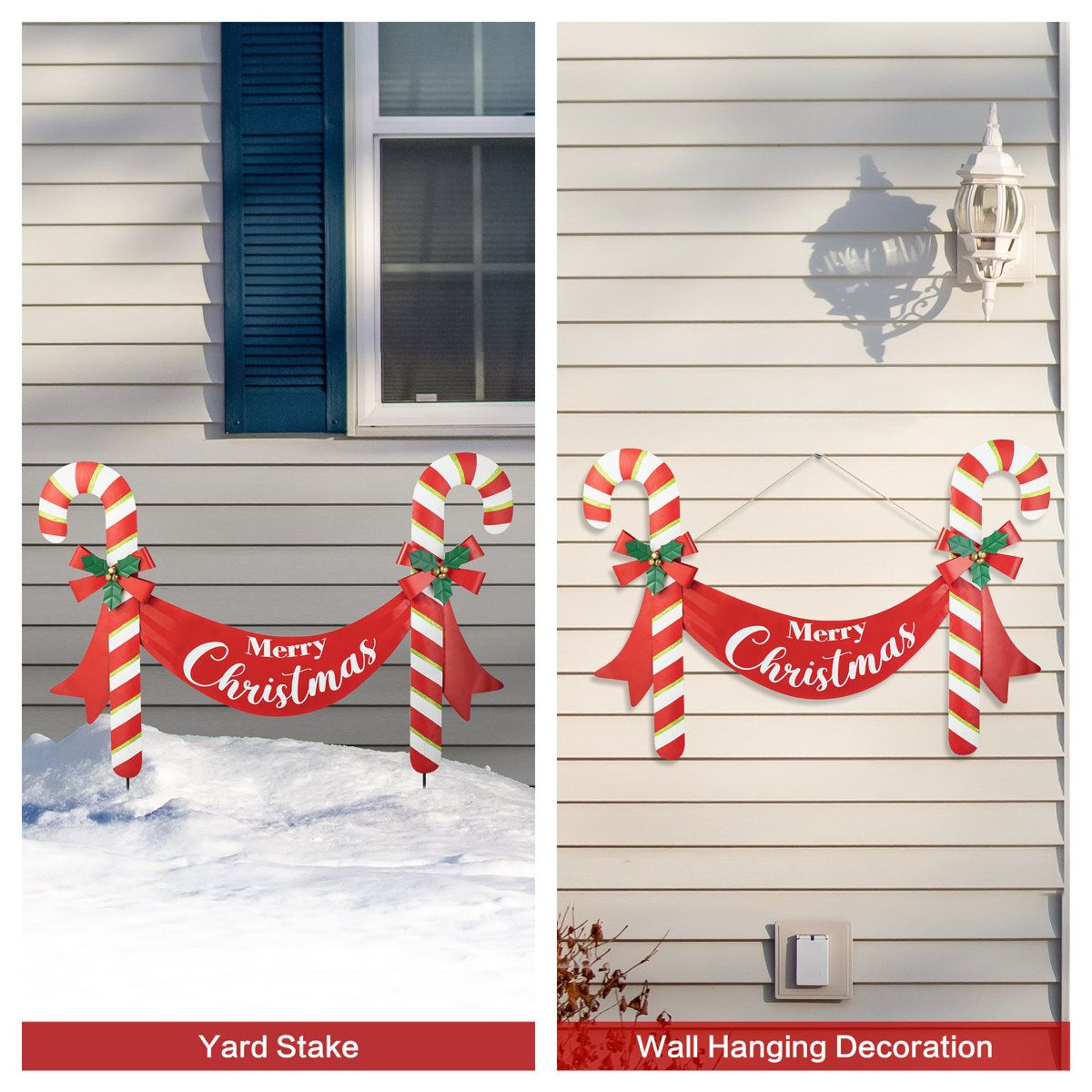 Christmas Candy Cane Yard Stake And Wall Decor With Merry Christmas Sign 6
