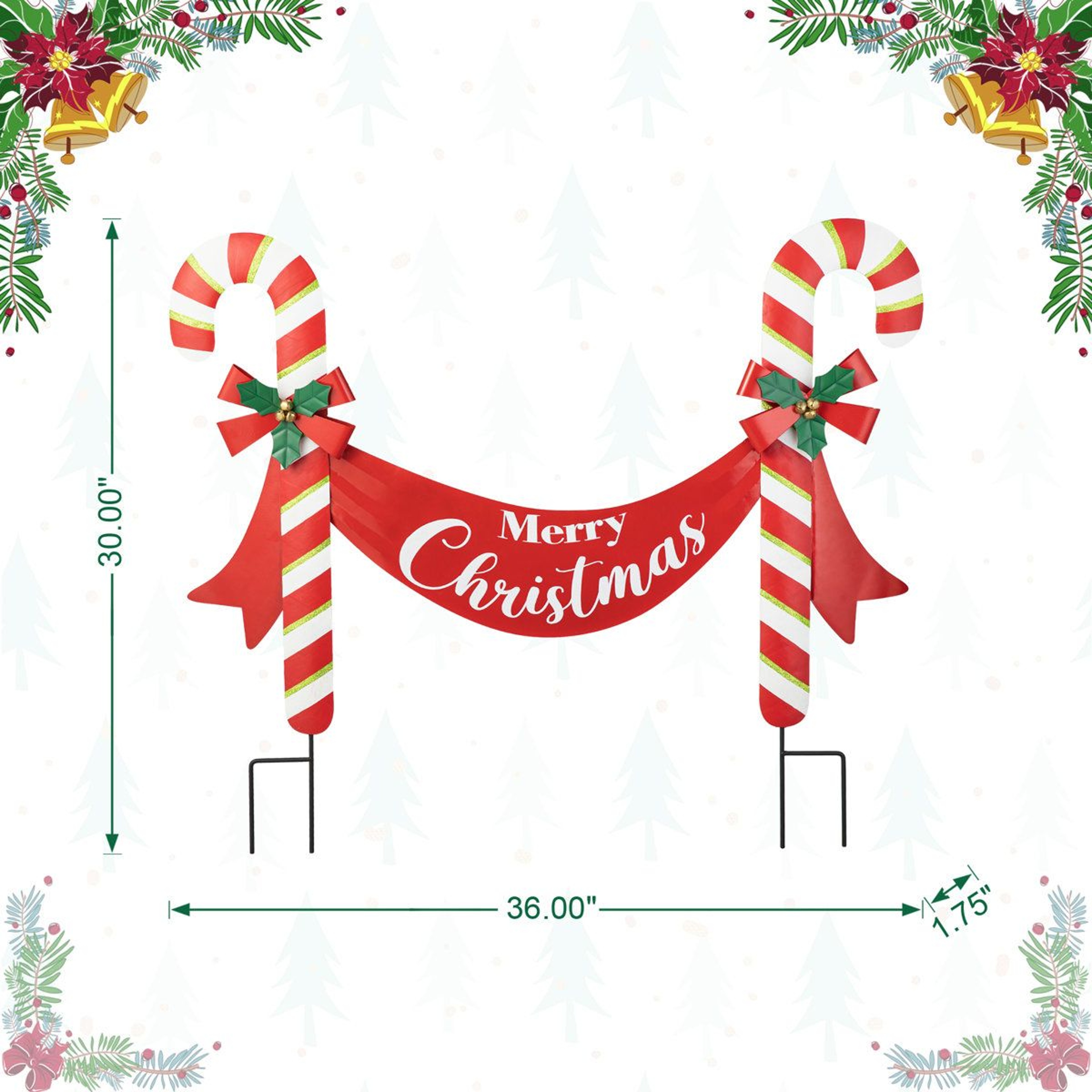 Christmas Candy Cane Yard Stake And Wall Decor With Merry Christmas Sign 8