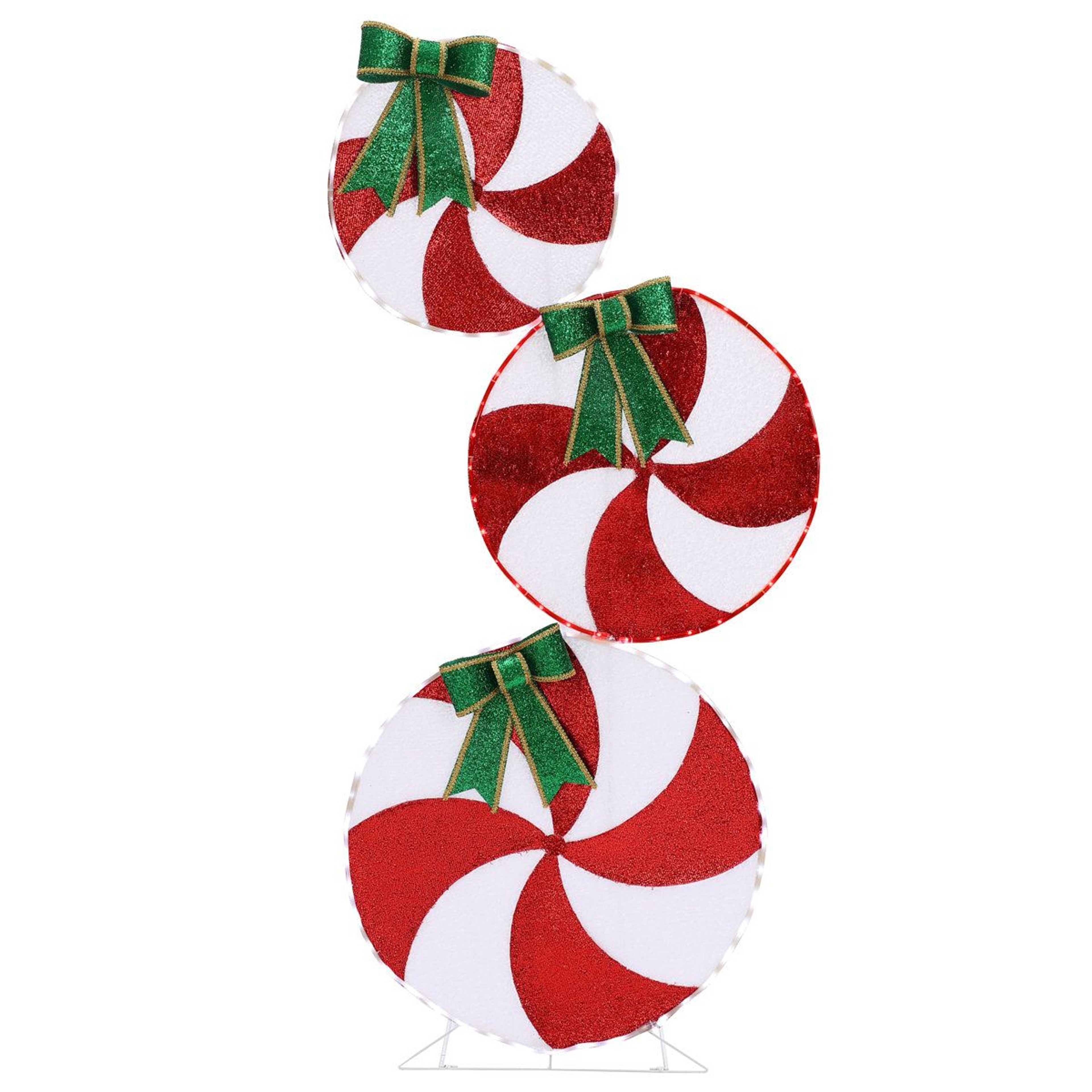 55 Ft Lighted Peppermint Candy Christmas Yard Decoration With LED Lights 0