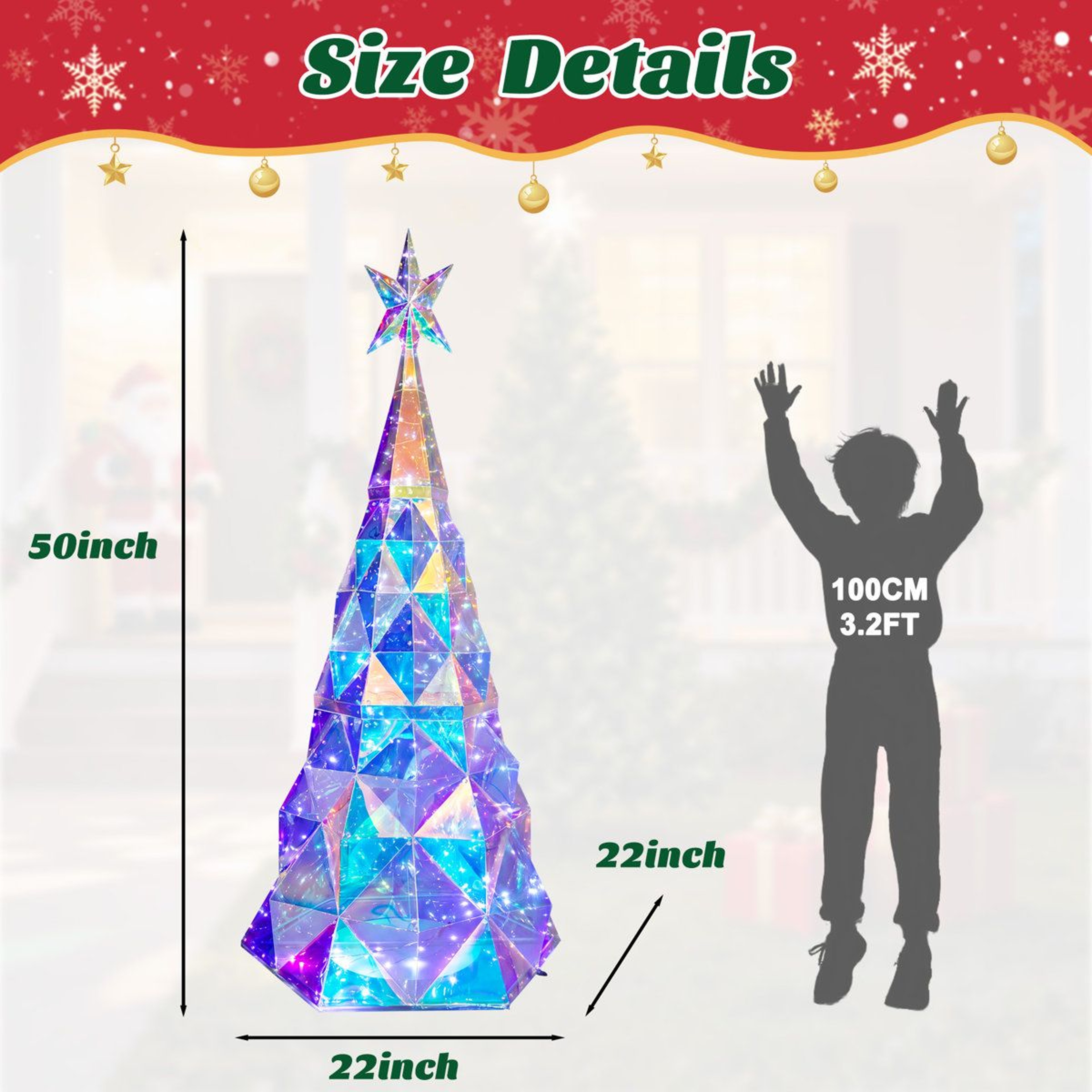 Diamond Christmas Tree With Multicolor LED Lights For Indoor And Outdoor Decor 2