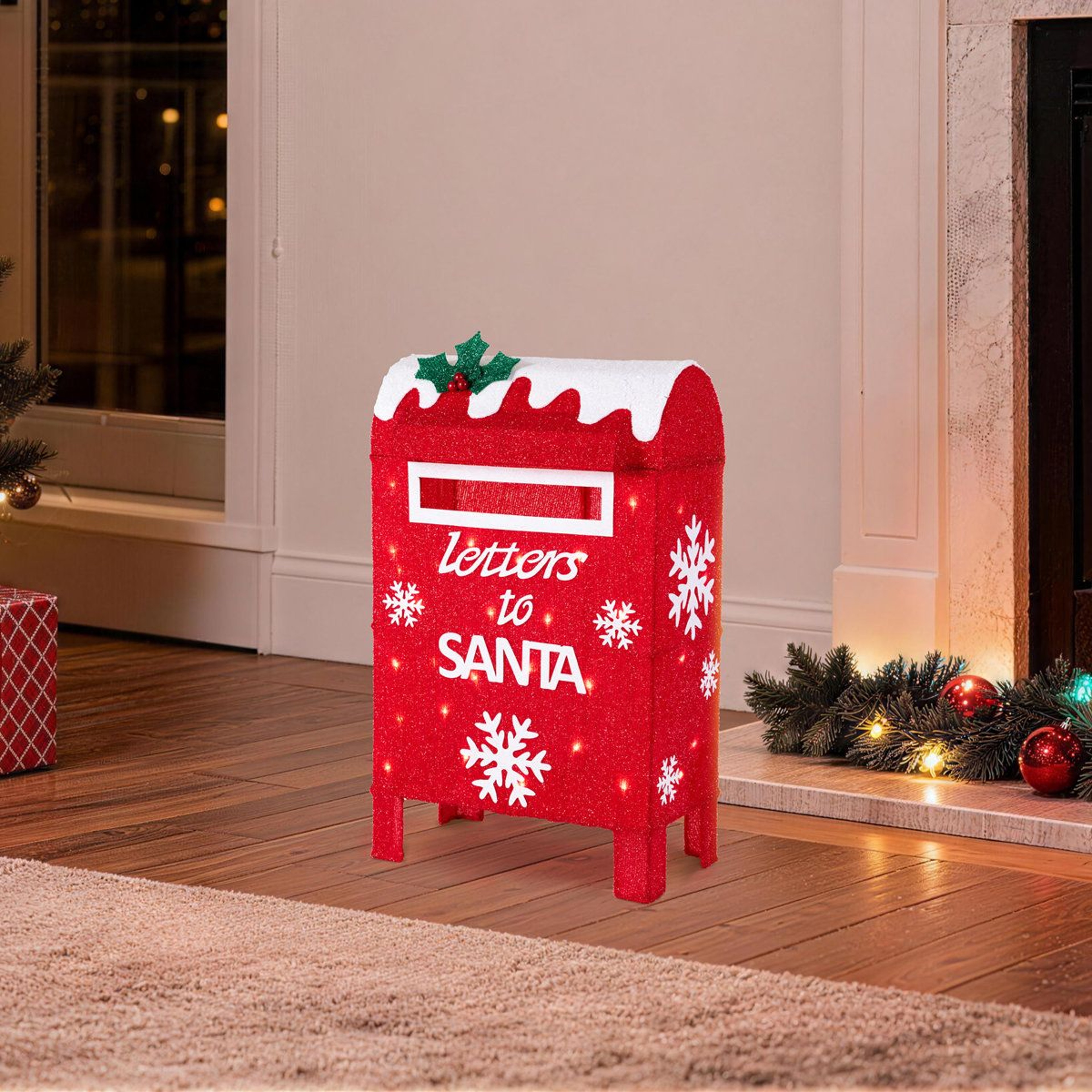 28Inch Lighted Christmas Mailbox Decoration With 30 Warm White LED Lights 12