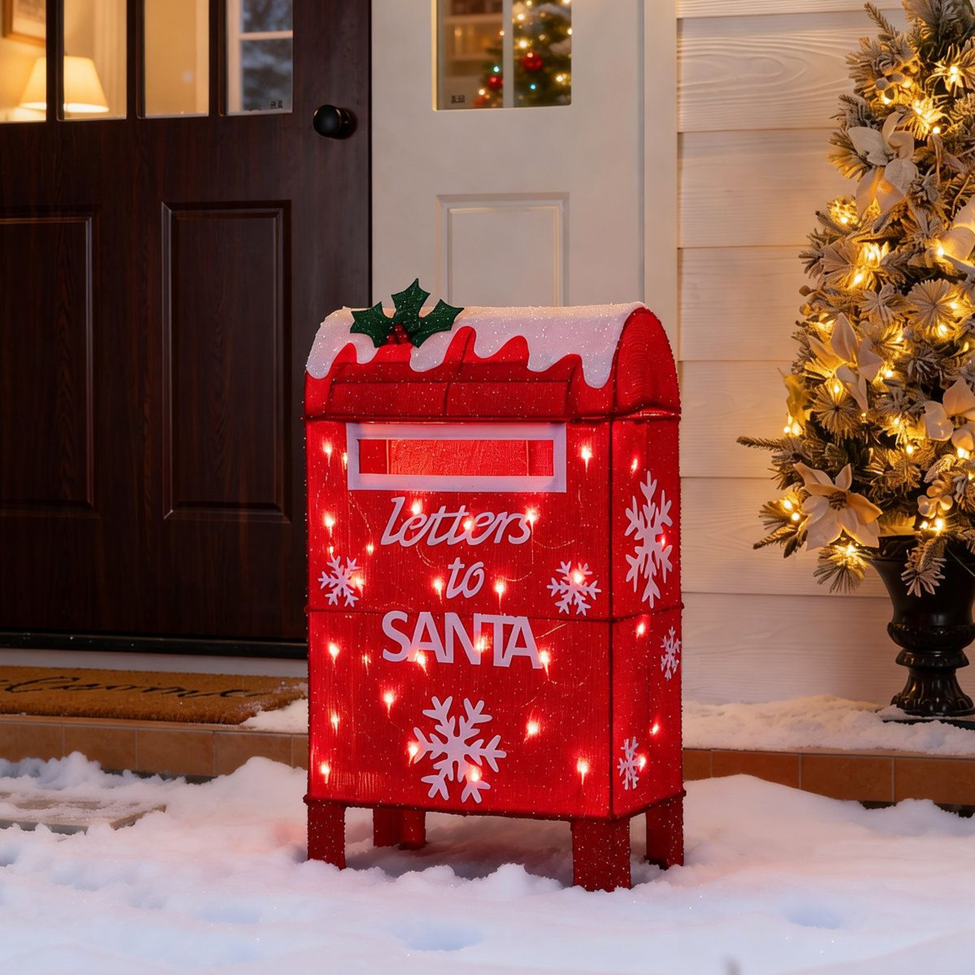 28Inch Lighted Christmas Mailbox Decoration With 30 Warm White LED Lights 18