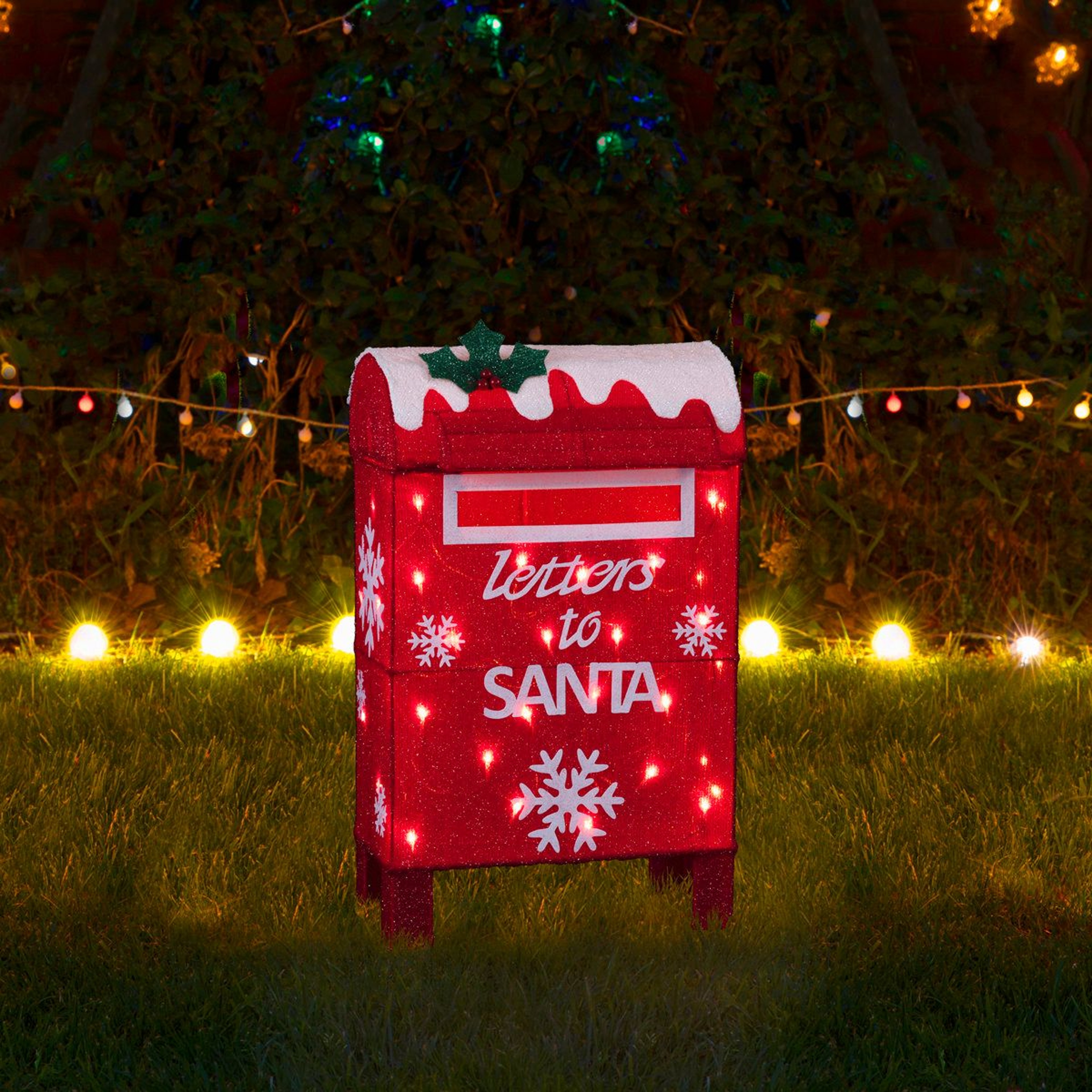28Inch Lighted Christmas Mailbox Decoration With 30 Warm White LED Lights 7