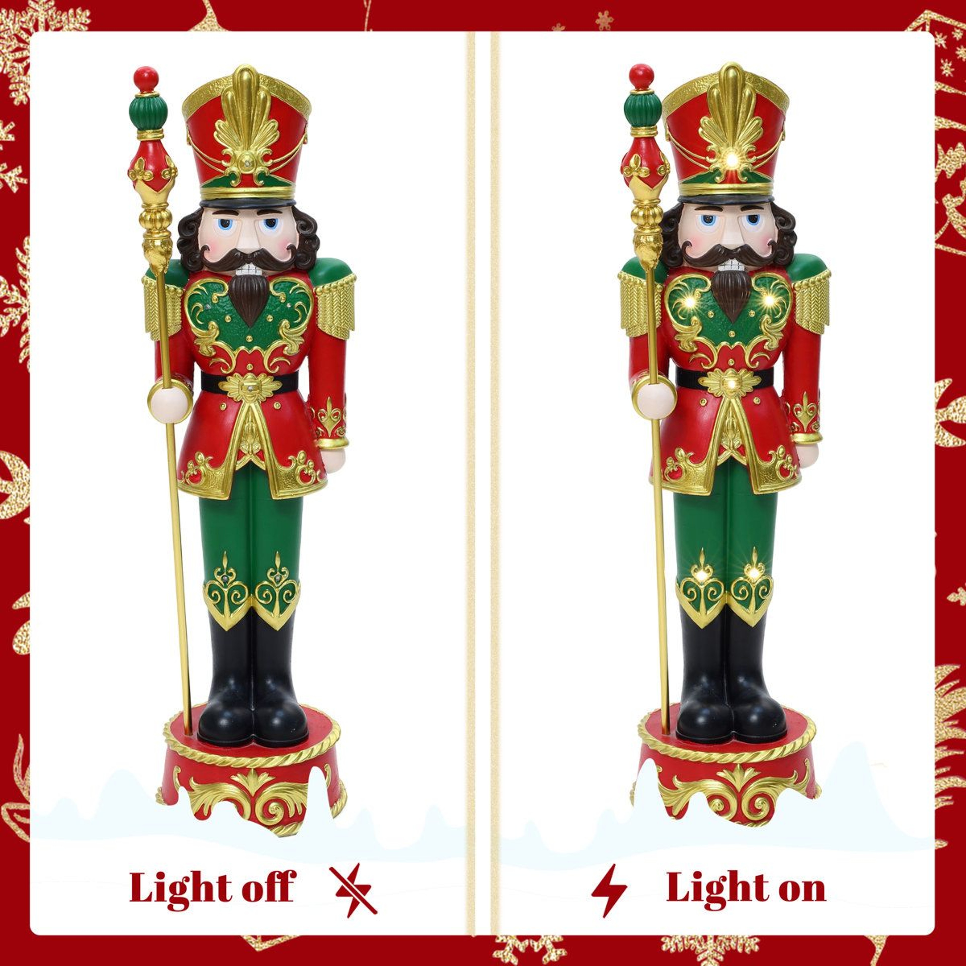 3 Ft PreLit Christmas Nutcracker Soldier Statue With LED Lights And Timer 14