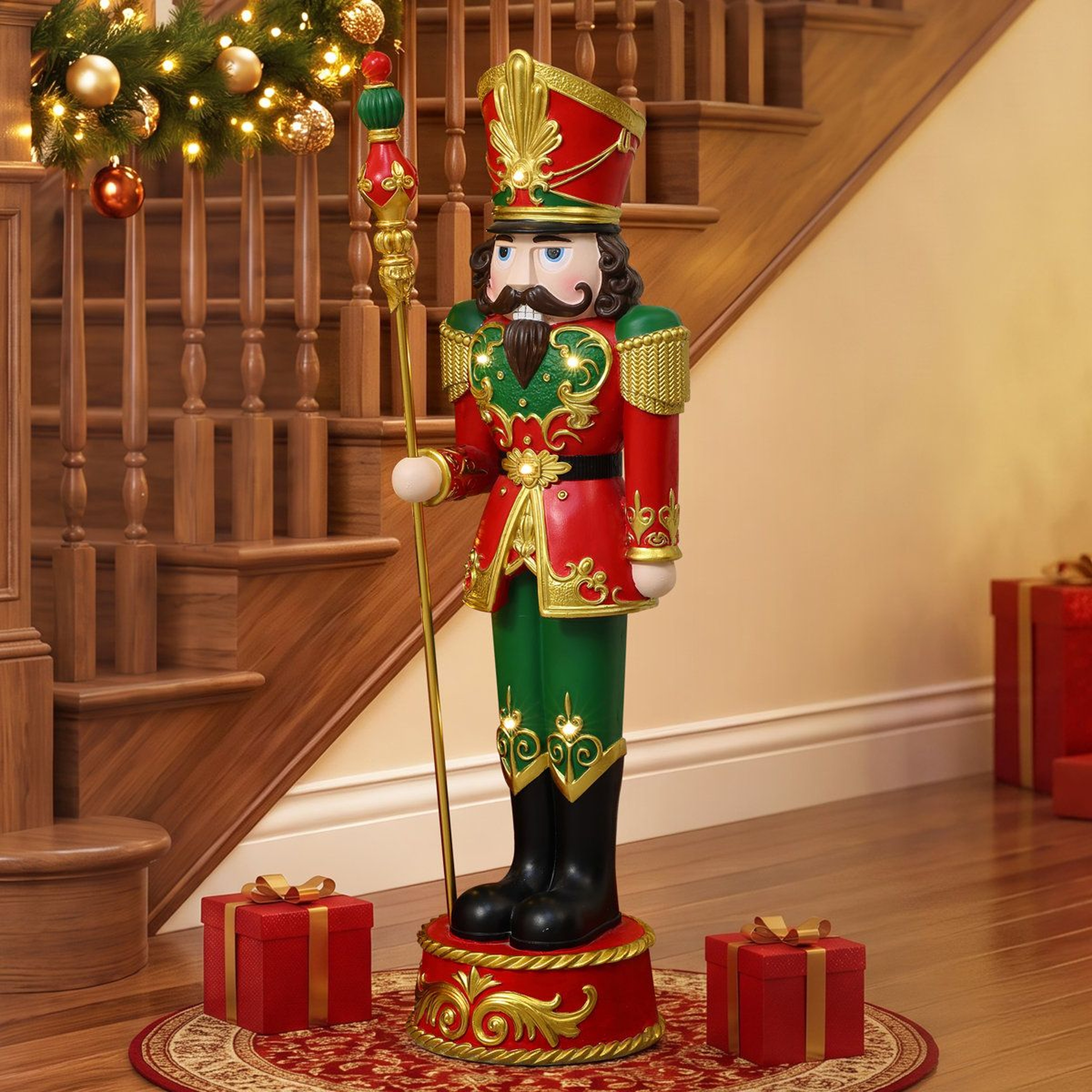 3 Ft PreLit Christmas Nutcracker Soldier Statue With LED Lights And Timer 4