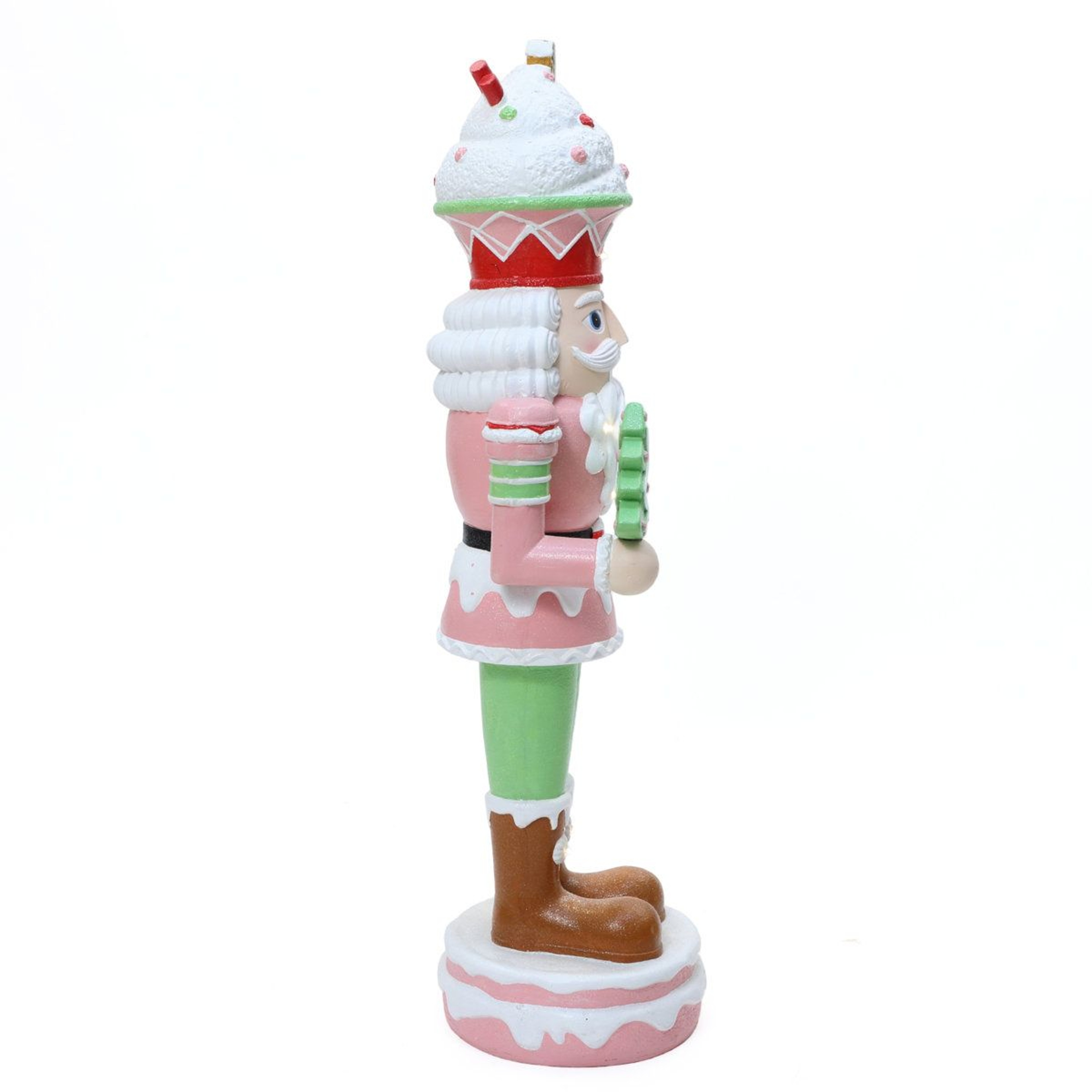 Lighted Pink Christmas Nutcracker Soldier With Candy Theme And Battery Timer 13