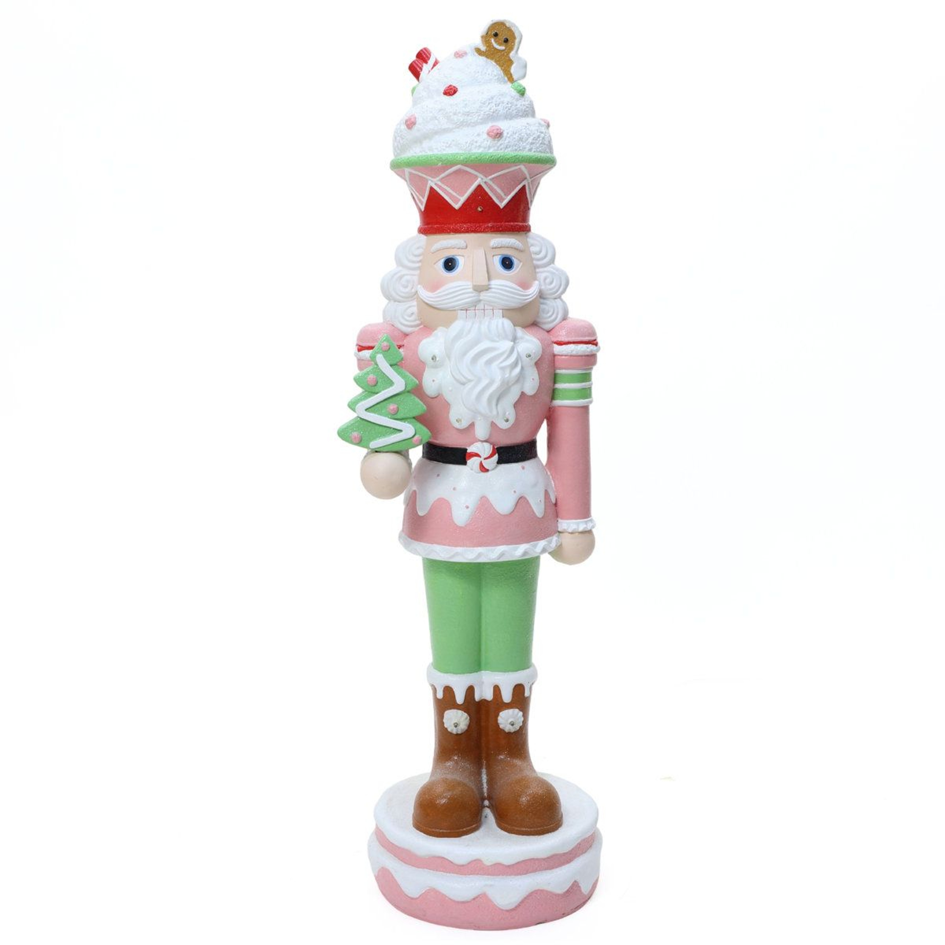 Lighted Pink Christmas Nutcracker Soldier With Candy Theme And Battery Timer 0