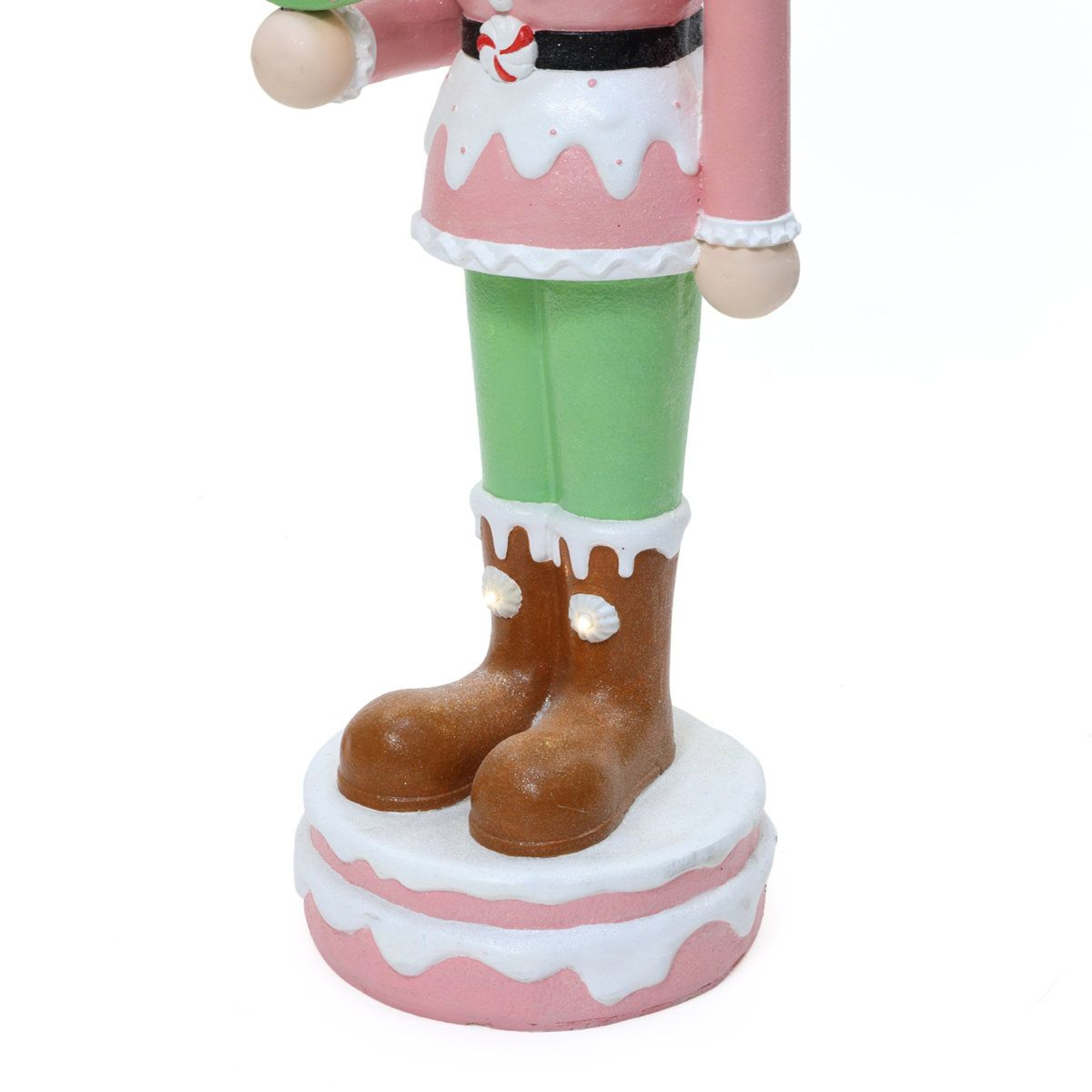 Lighted Pink Christmas Nutcracker Soldier With Candy Theme And Battery Timer 12