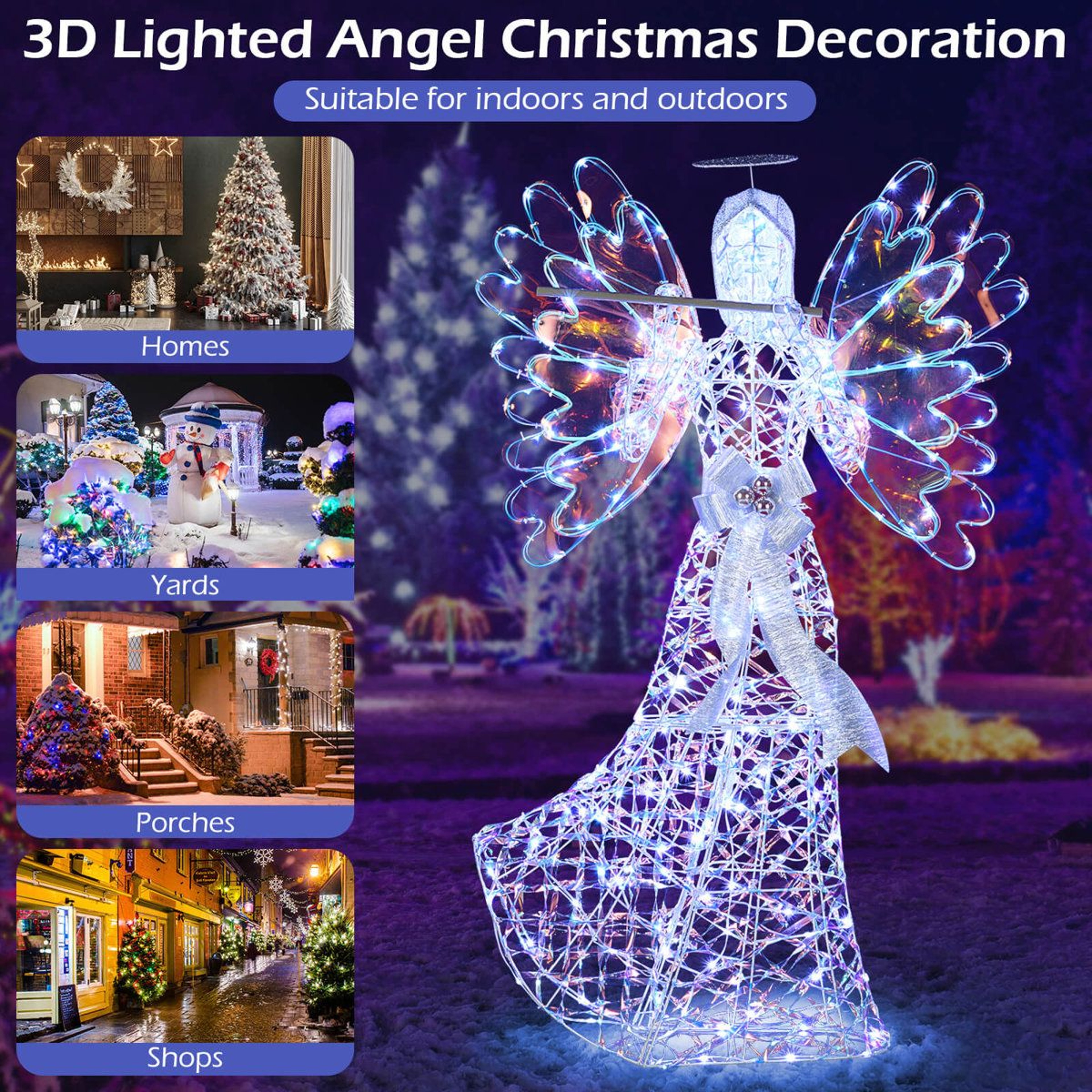 52 FT Lighted Angel Christmas Decoration With Flute And 250 LED Lights 11