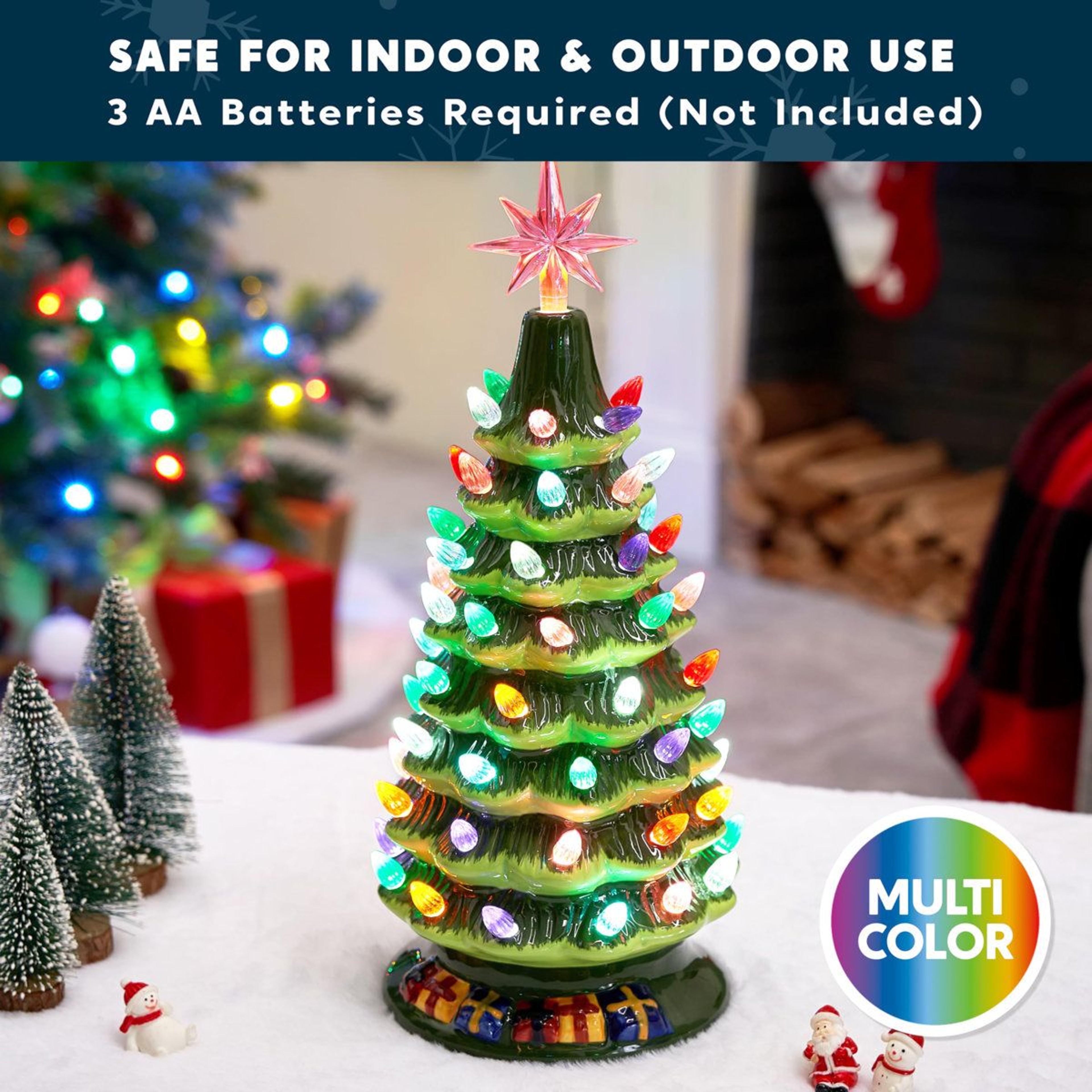 Prelit Ceramic Tabletop Christmas Tree With 70 Multicolor Lights 3