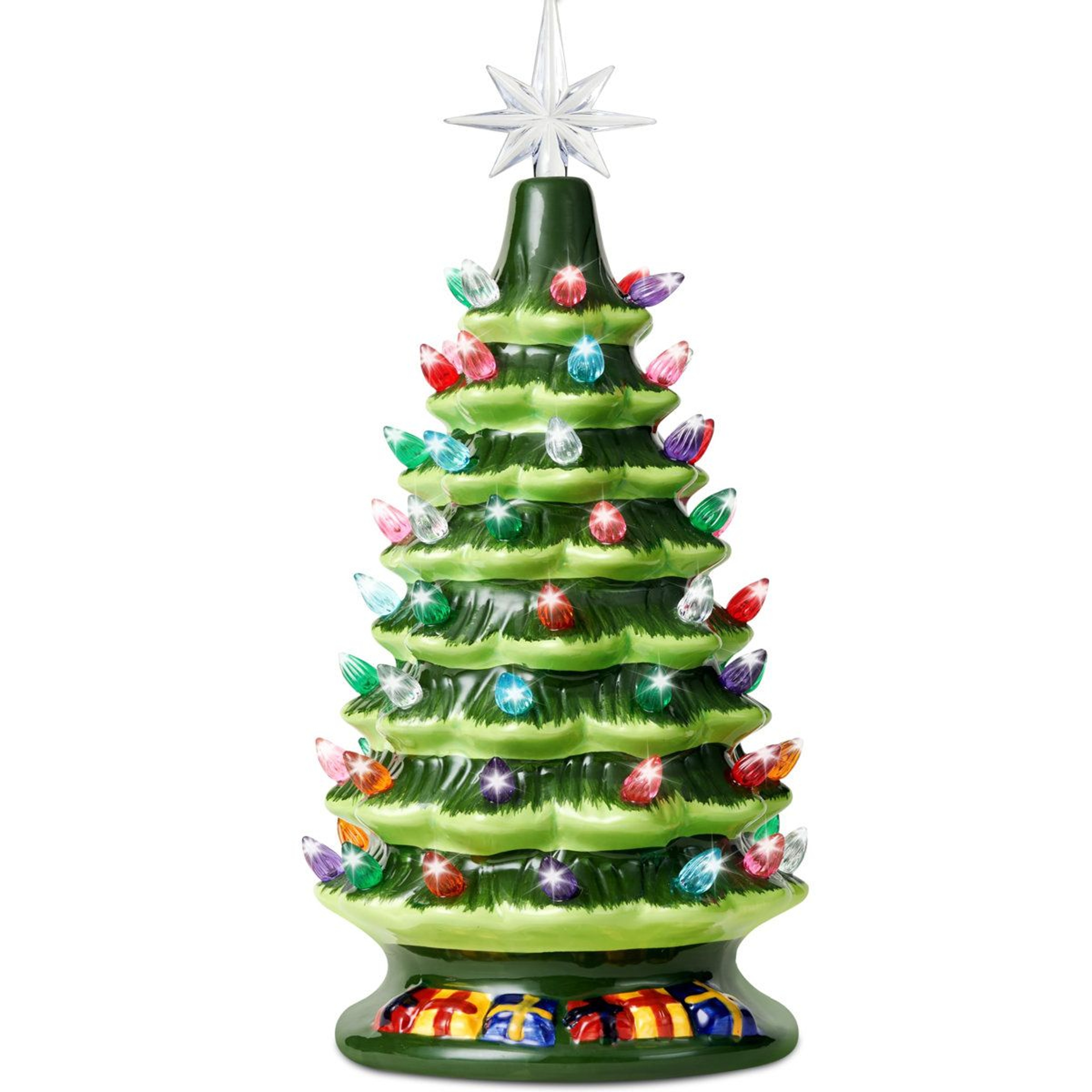 Prelit Ceramic Tabletop Christmas Tree With 70 Multicolor Lights 0