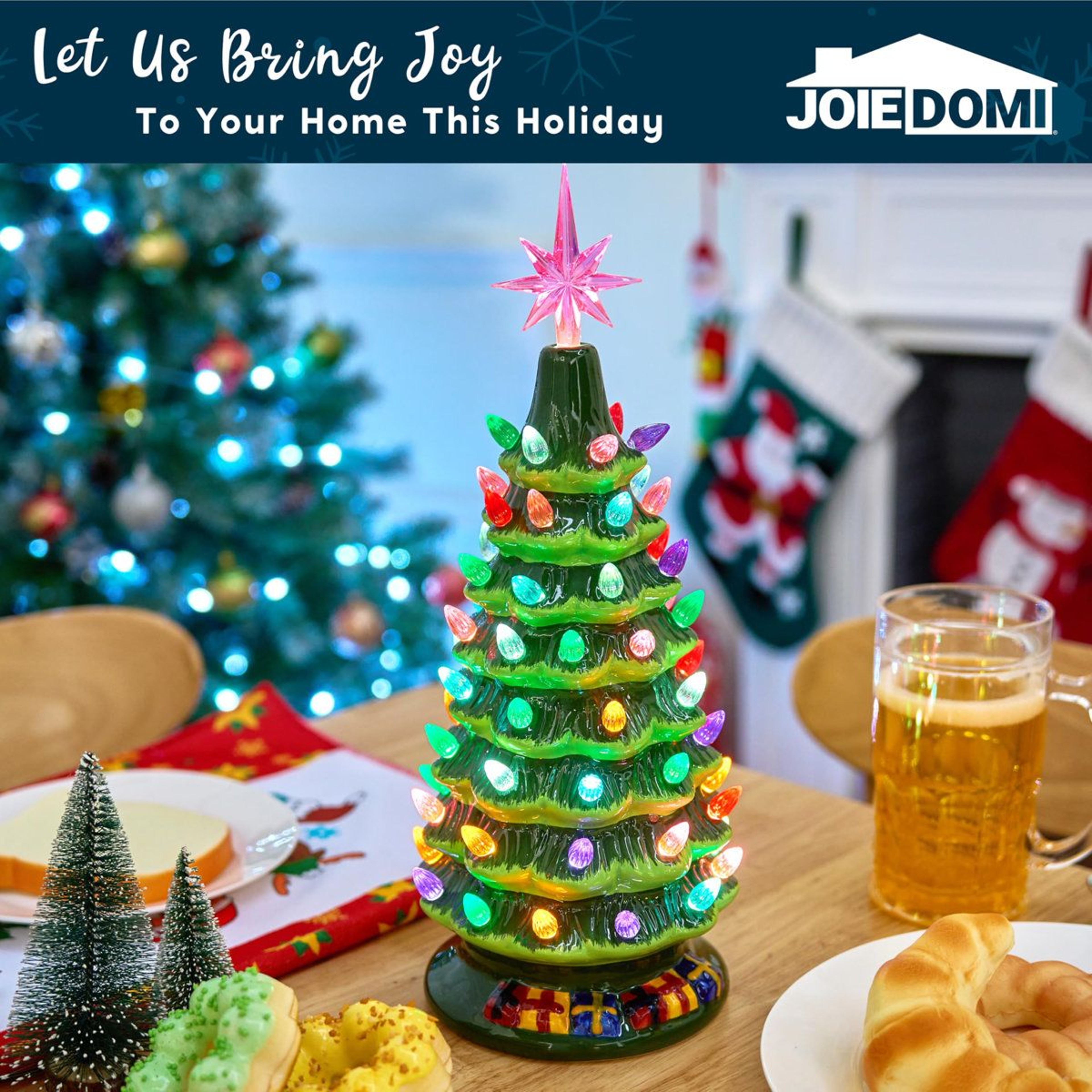 Prelit Ceramic Tabletop Christmas Tree With 70 Multicolor Lights 2