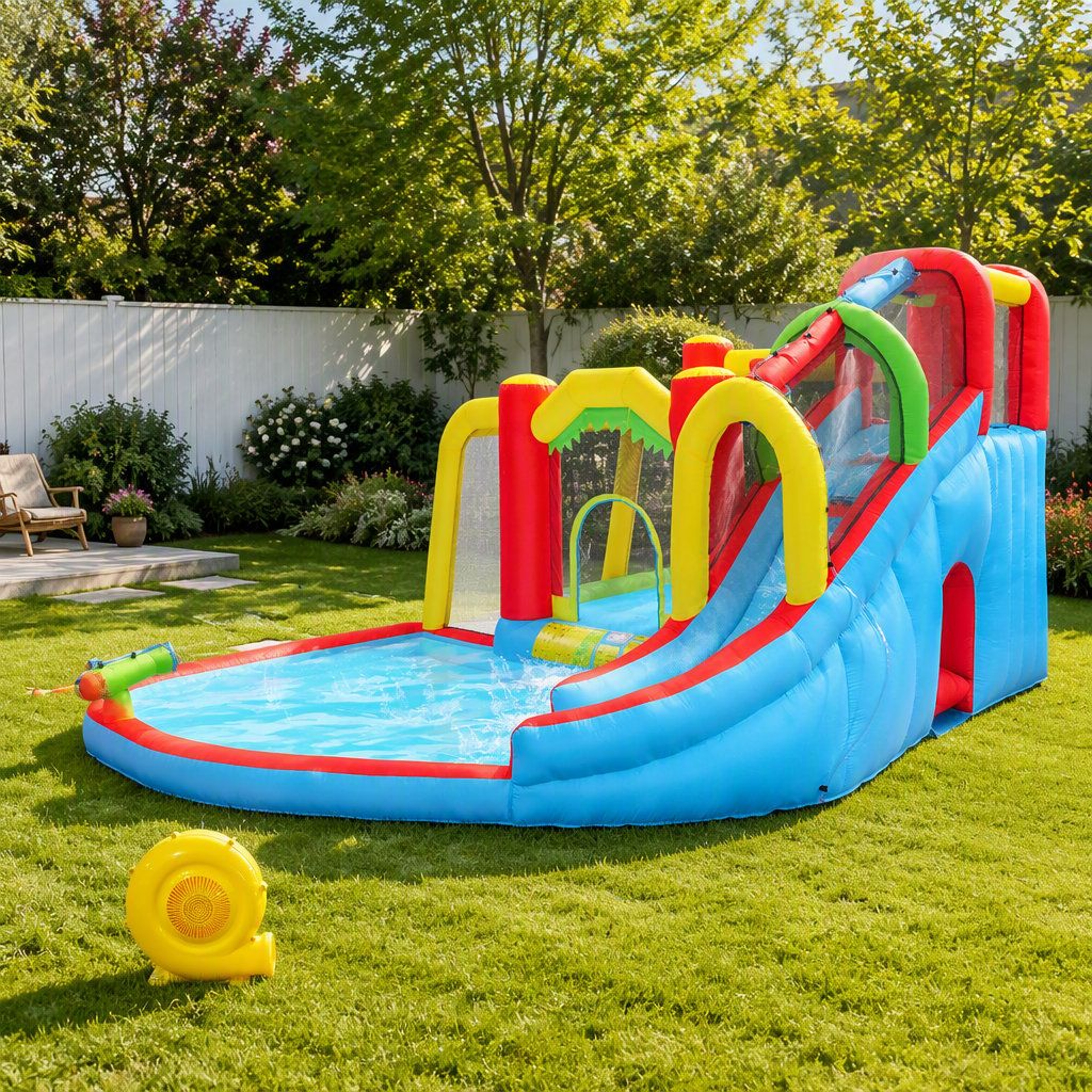 7in1 Inflatable Water Slide Bounce House With Splash Pool And Sports Games 5