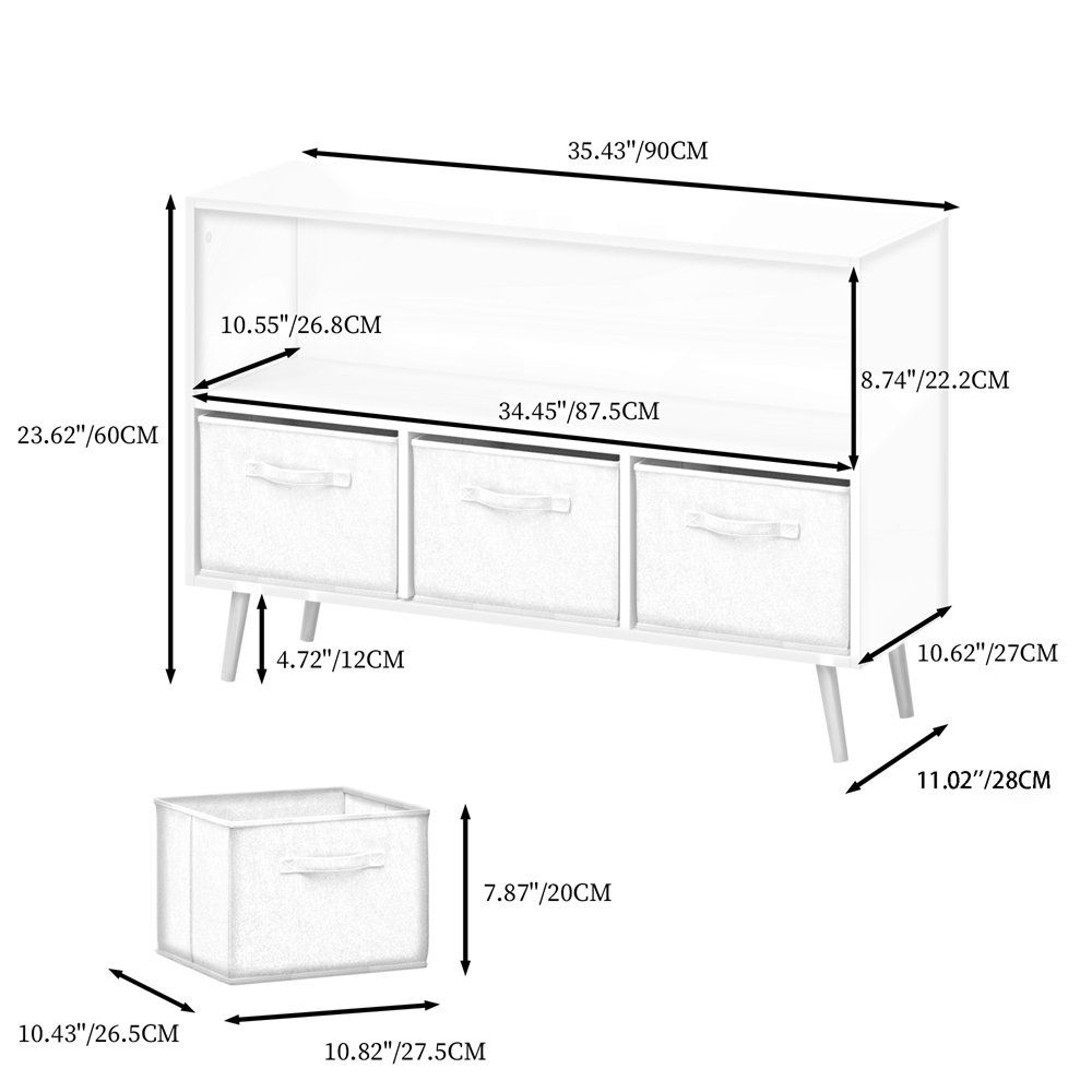 Modern Wooden Sideboard Storage Cabinet With 3 Drawers And Shelves 8