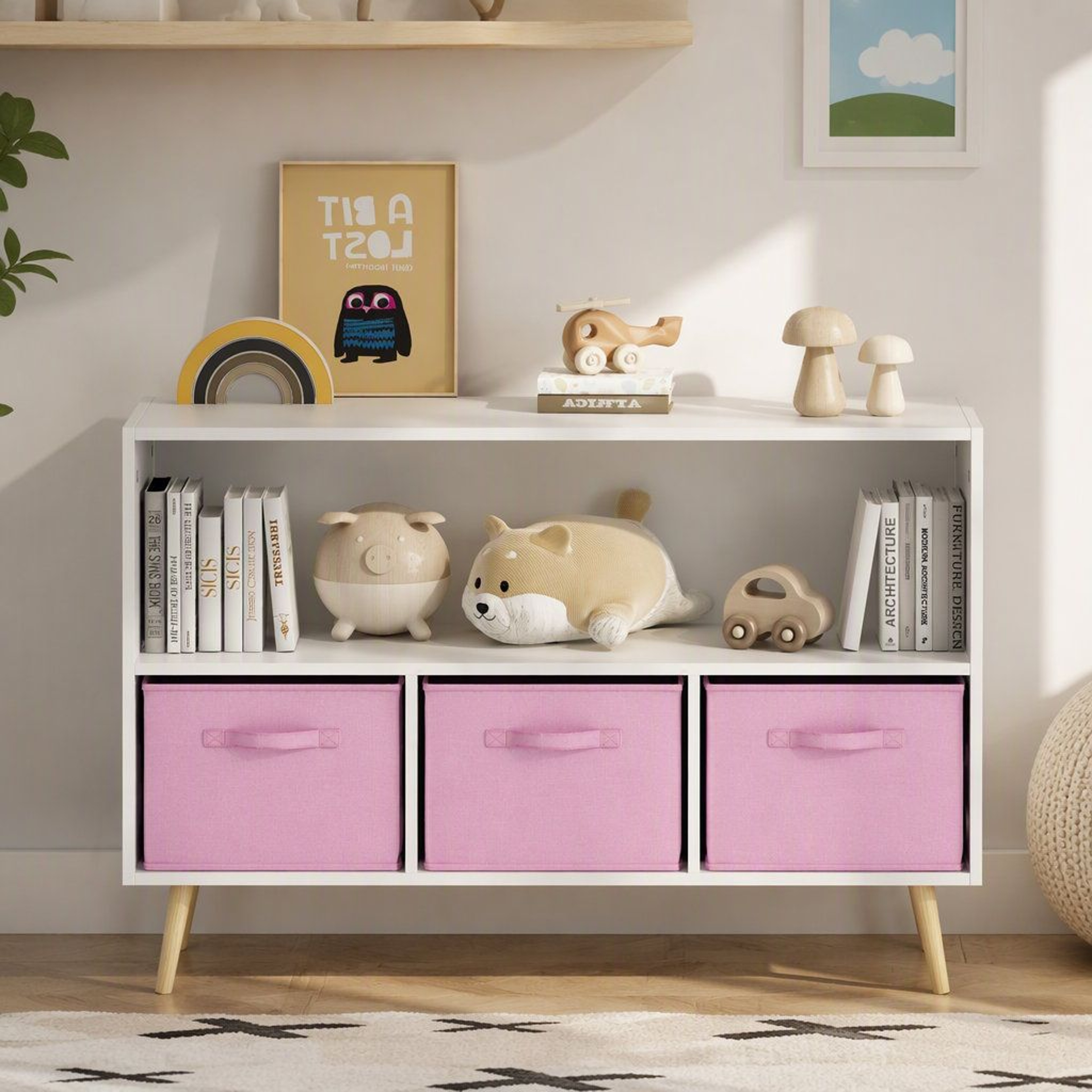 Modern Wooden Sideboard Storage Cabinet With 3 Drawers And Shelves 0