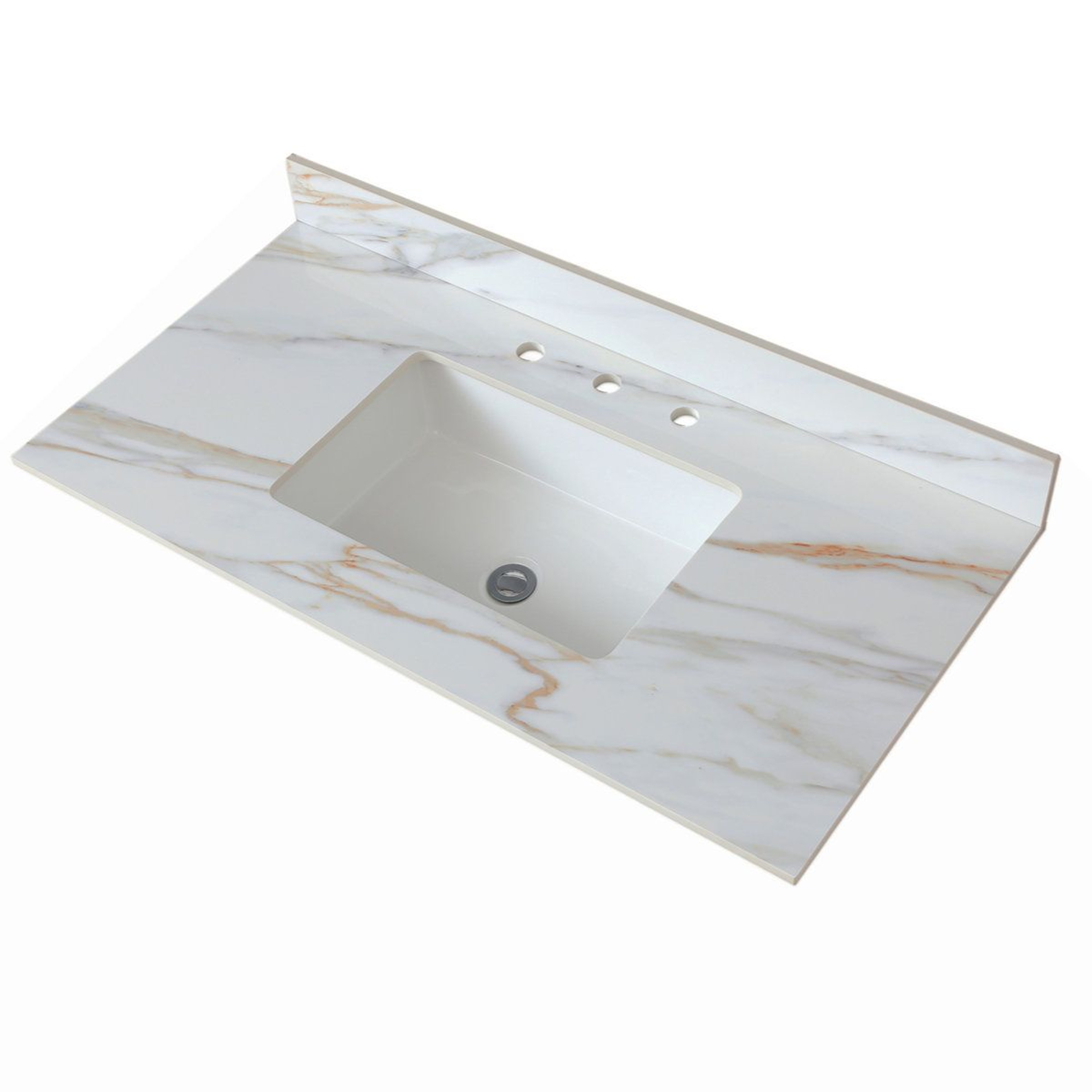 43Inch Marble Bathroom Vanity Top With Rectangular Undermount Sink And Backsplash 6