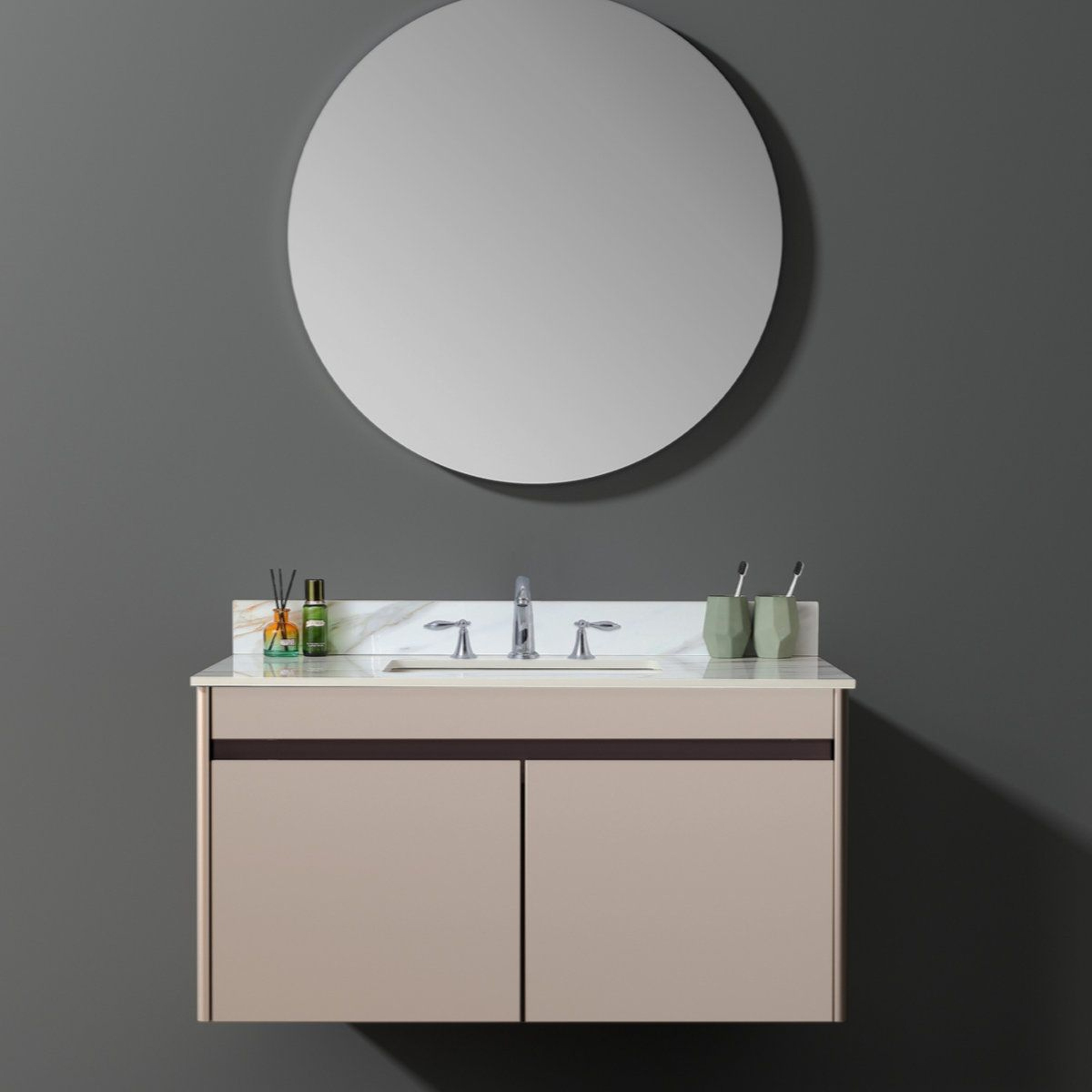 43Inch Marble Bathroom Vanity Top With Rectangular Undermount Sink And Backsplash 0