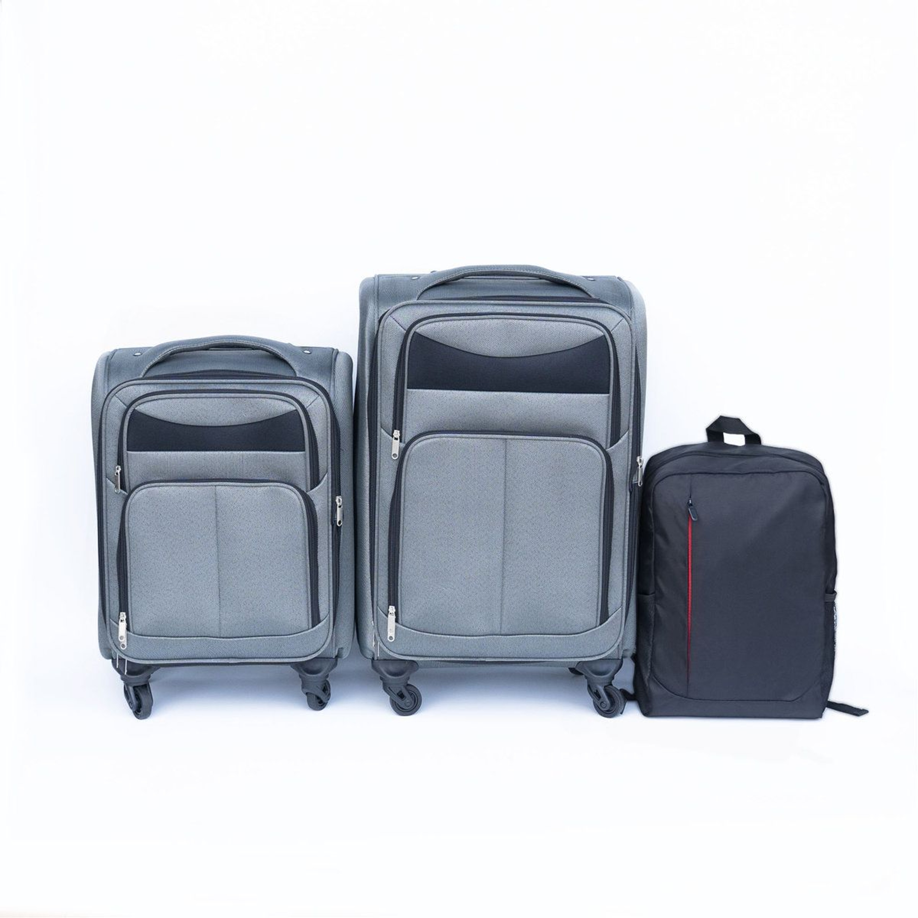 Gray TwoPiece Rolling Suitcase Set With Universal Wheels And Storage 3