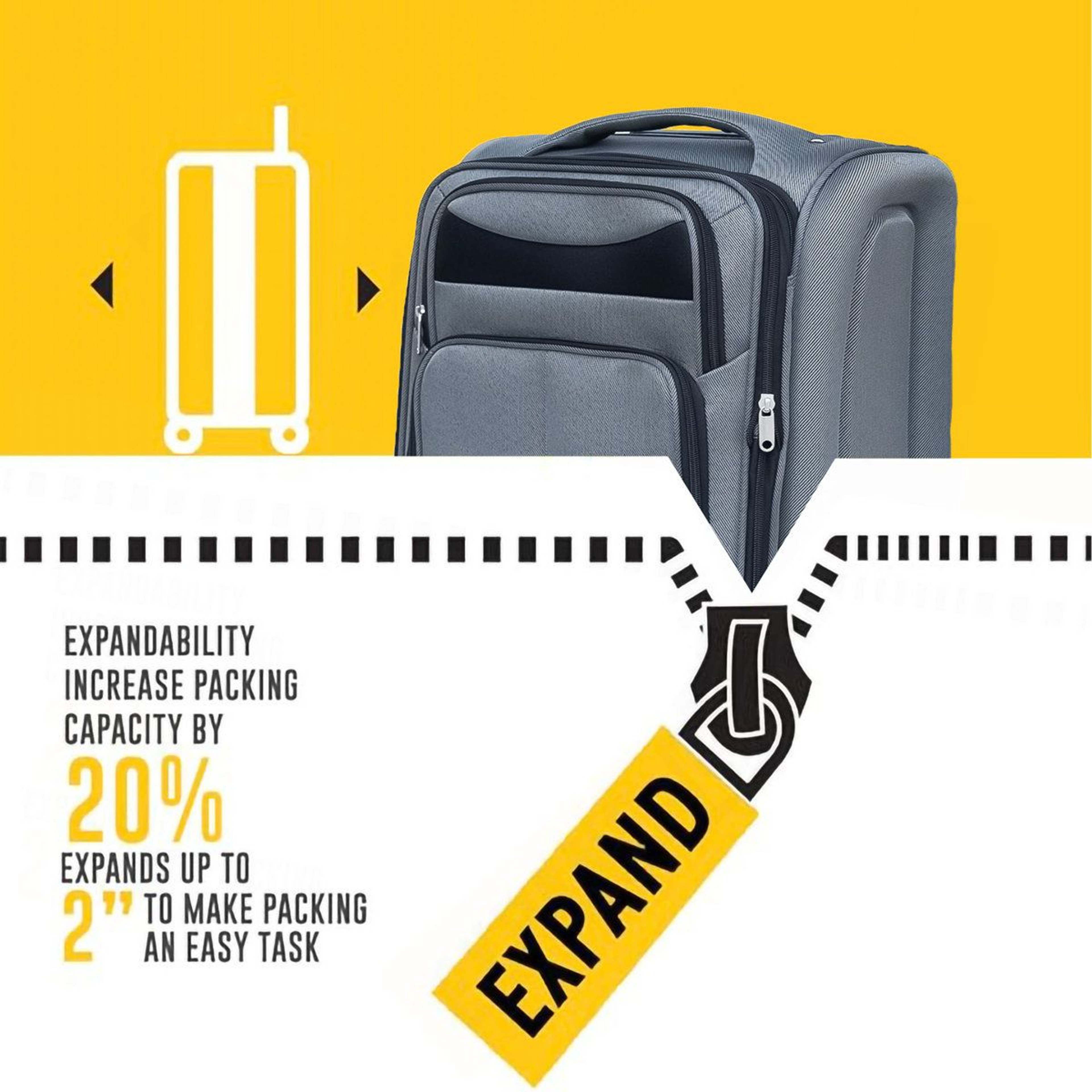 Gray TwoPiece Rolling Suitcase Set With Universal Wheels And Storage 11