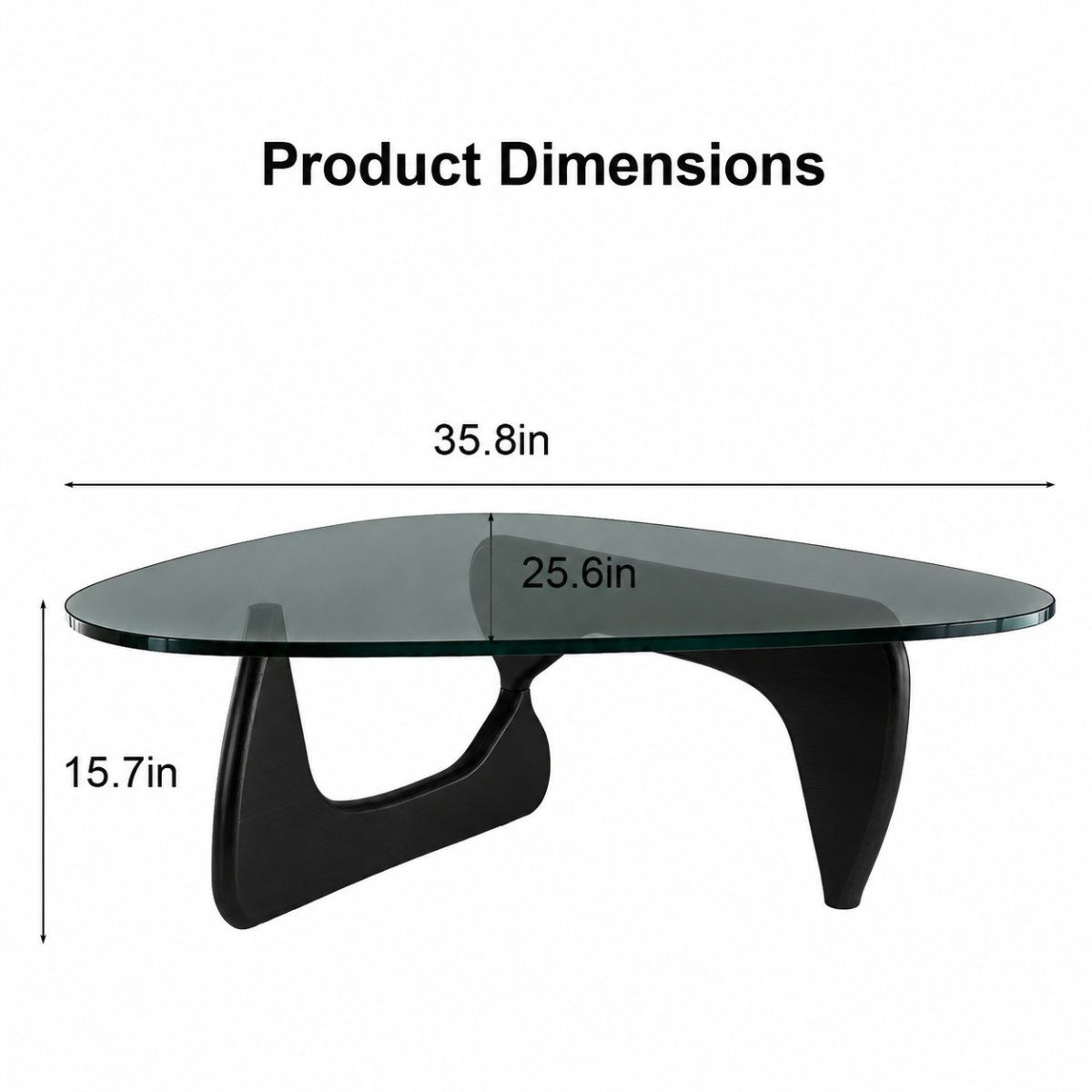 Modern Black Coffee Table With Triangular MDF Top And Trestle Base 3