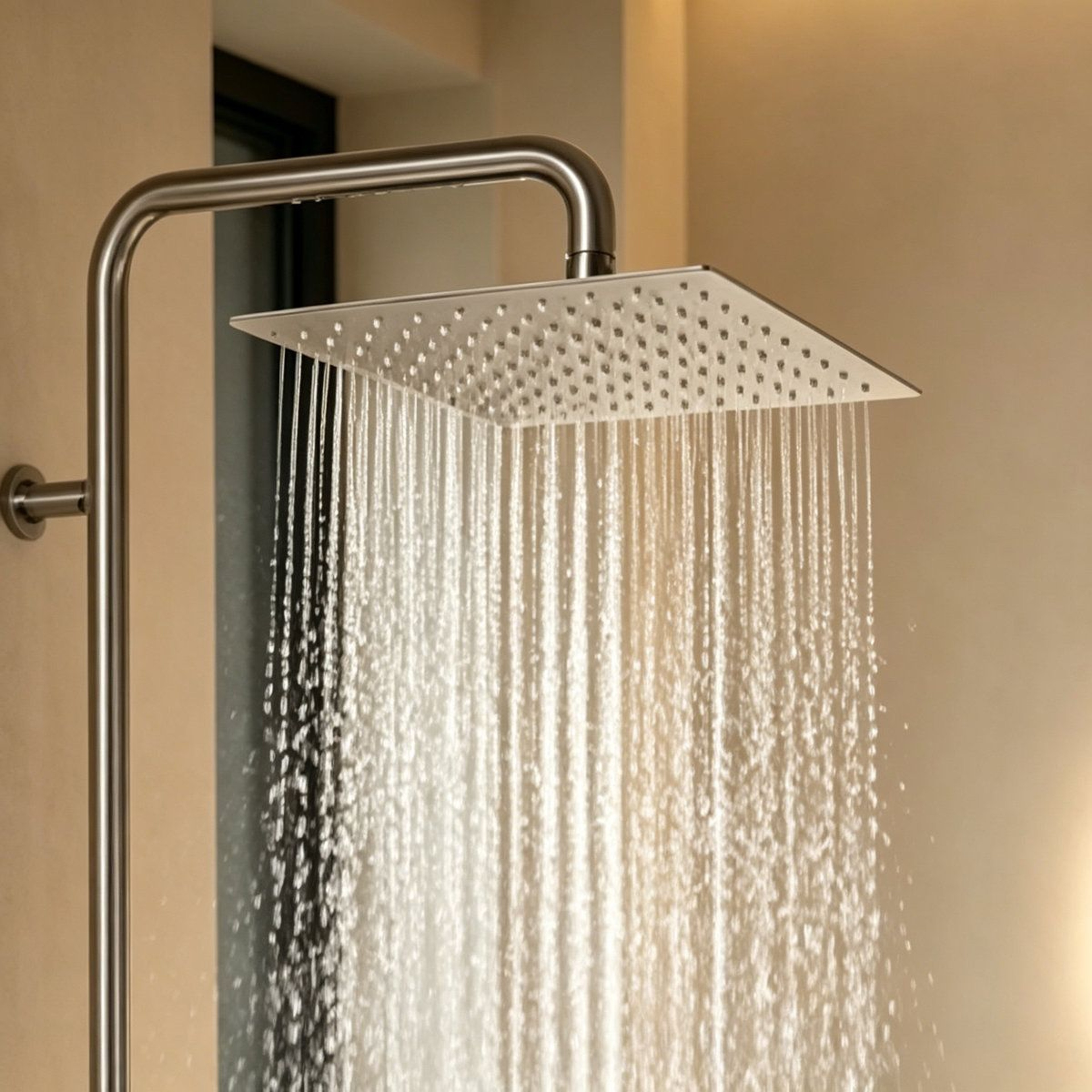 12 Inch Square Rain Shower Head In Brushed Nickel Stainless Steel 6