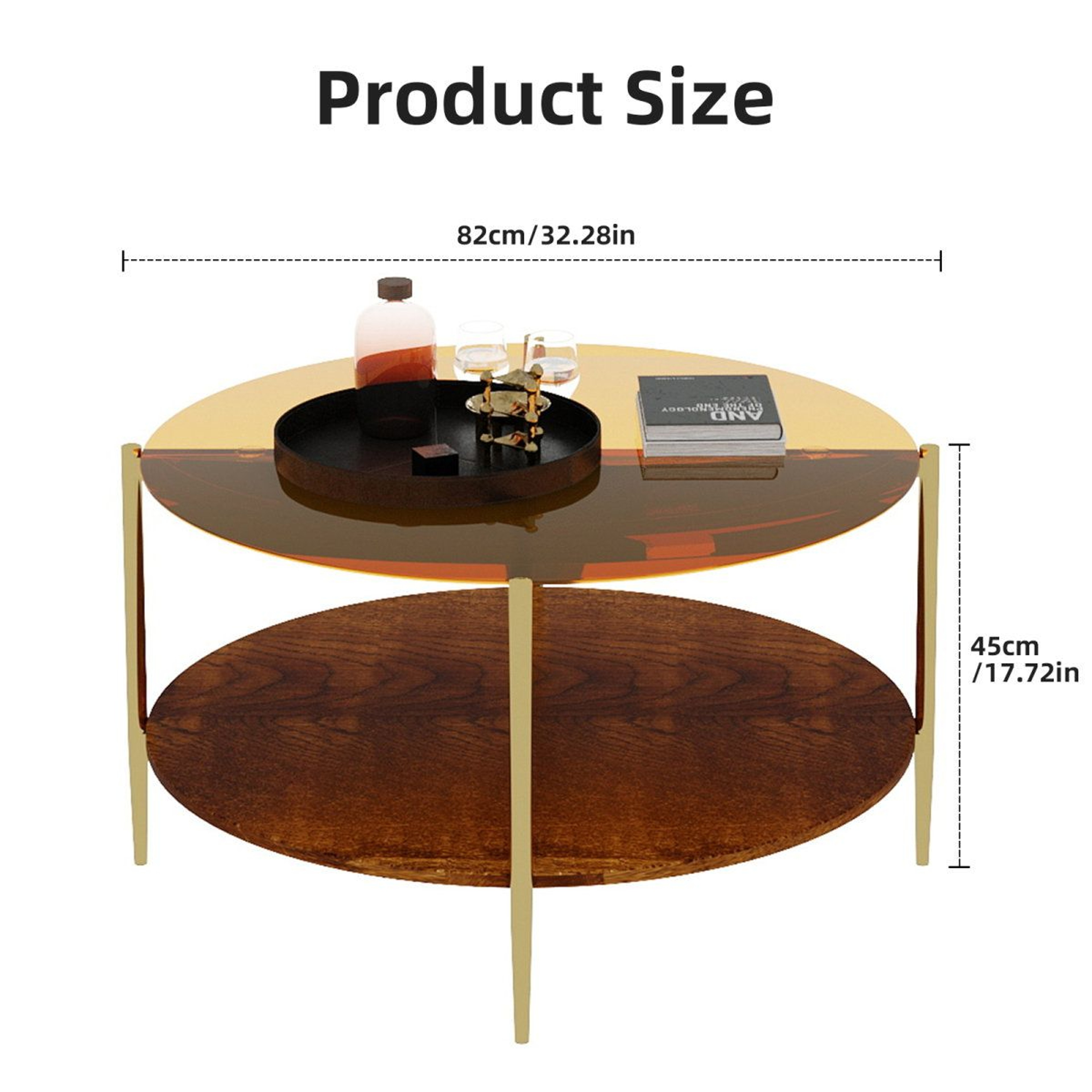 Modern Round Gold Coffee Table With MDF Top And FourLeg Base 9